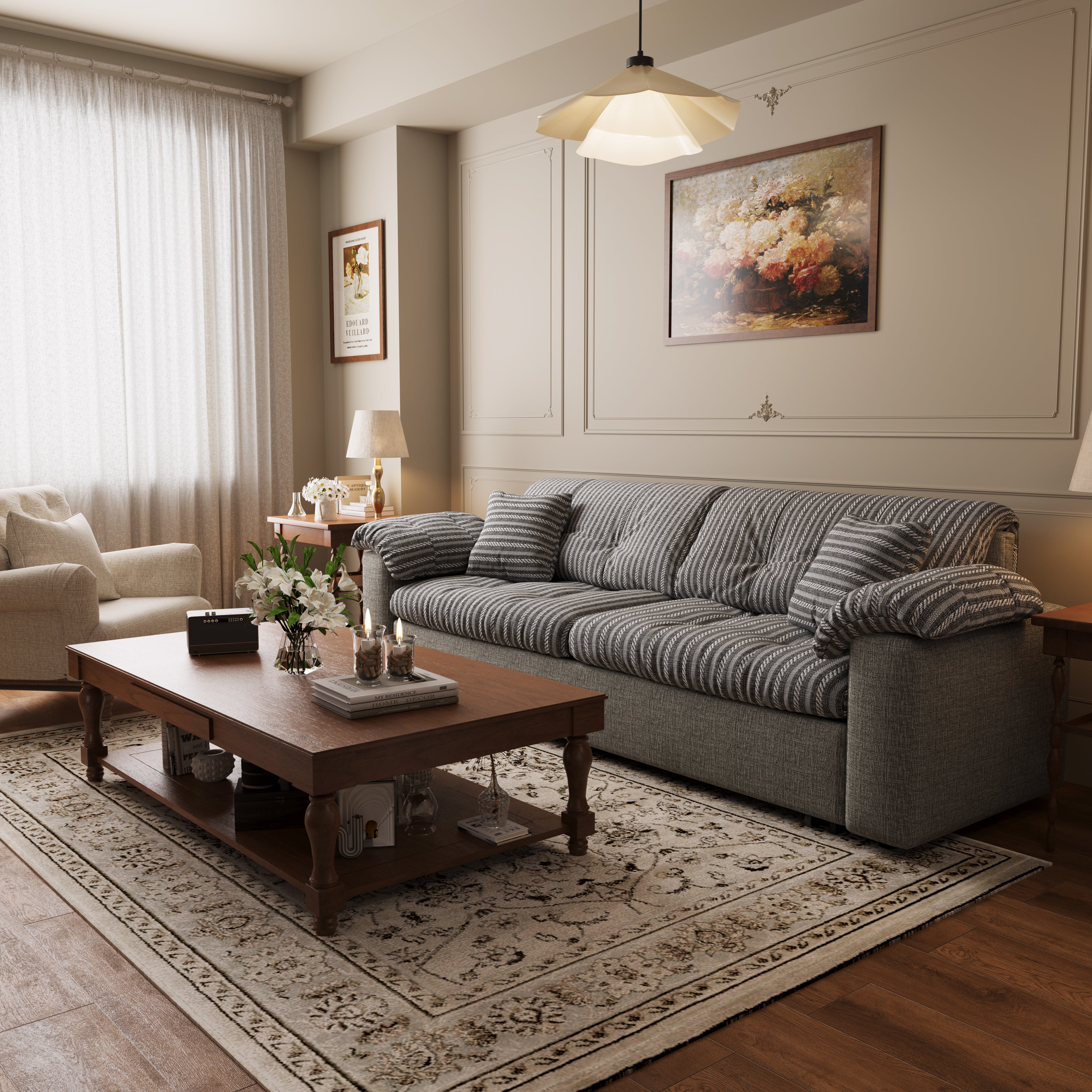 Multifunctional Sleeper Pull Out 2 Seater Sofa Bed with Storage Space