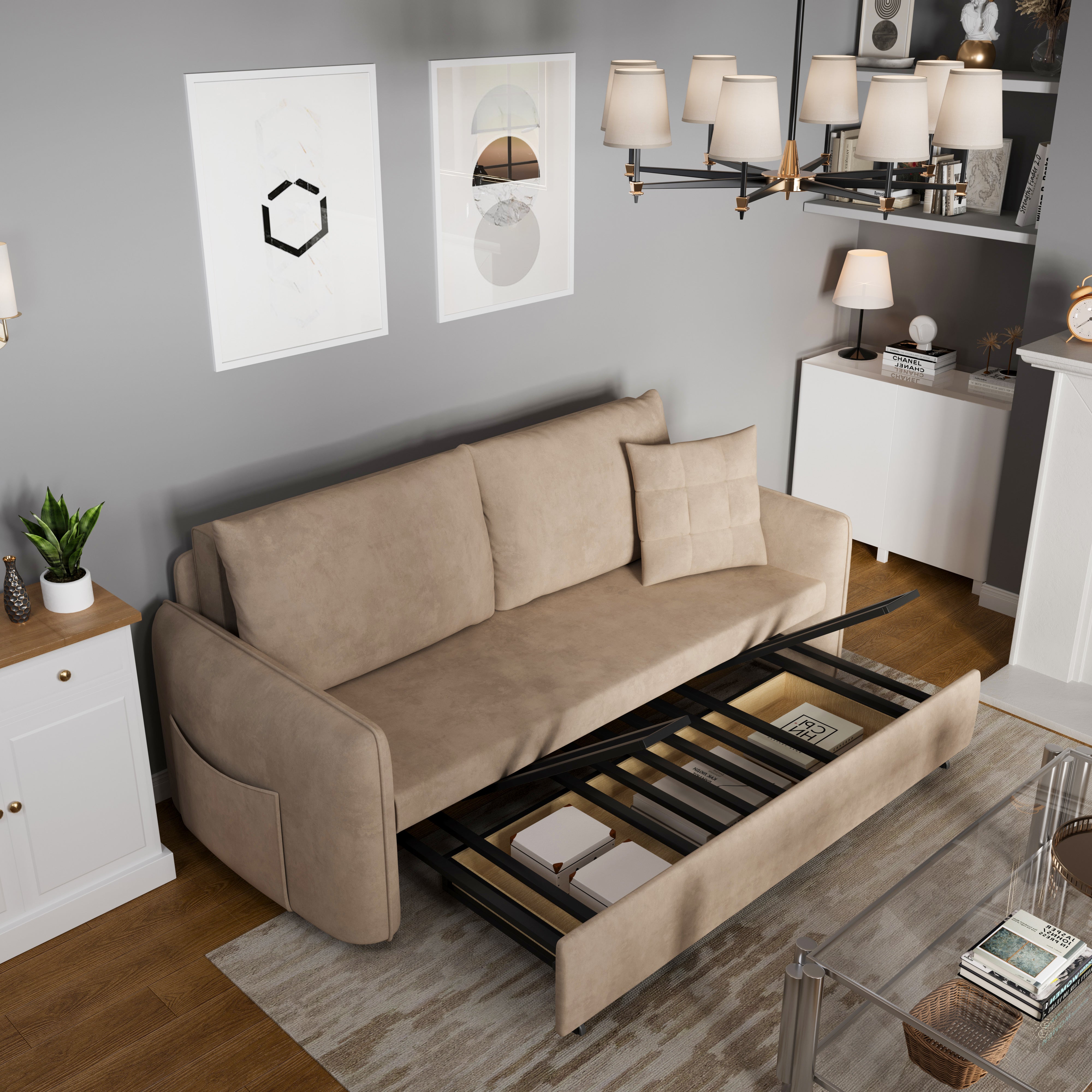 Cottonfy Upgrade Adjustable Multifunctional 3 Seater Sofa Bed with Storage Space