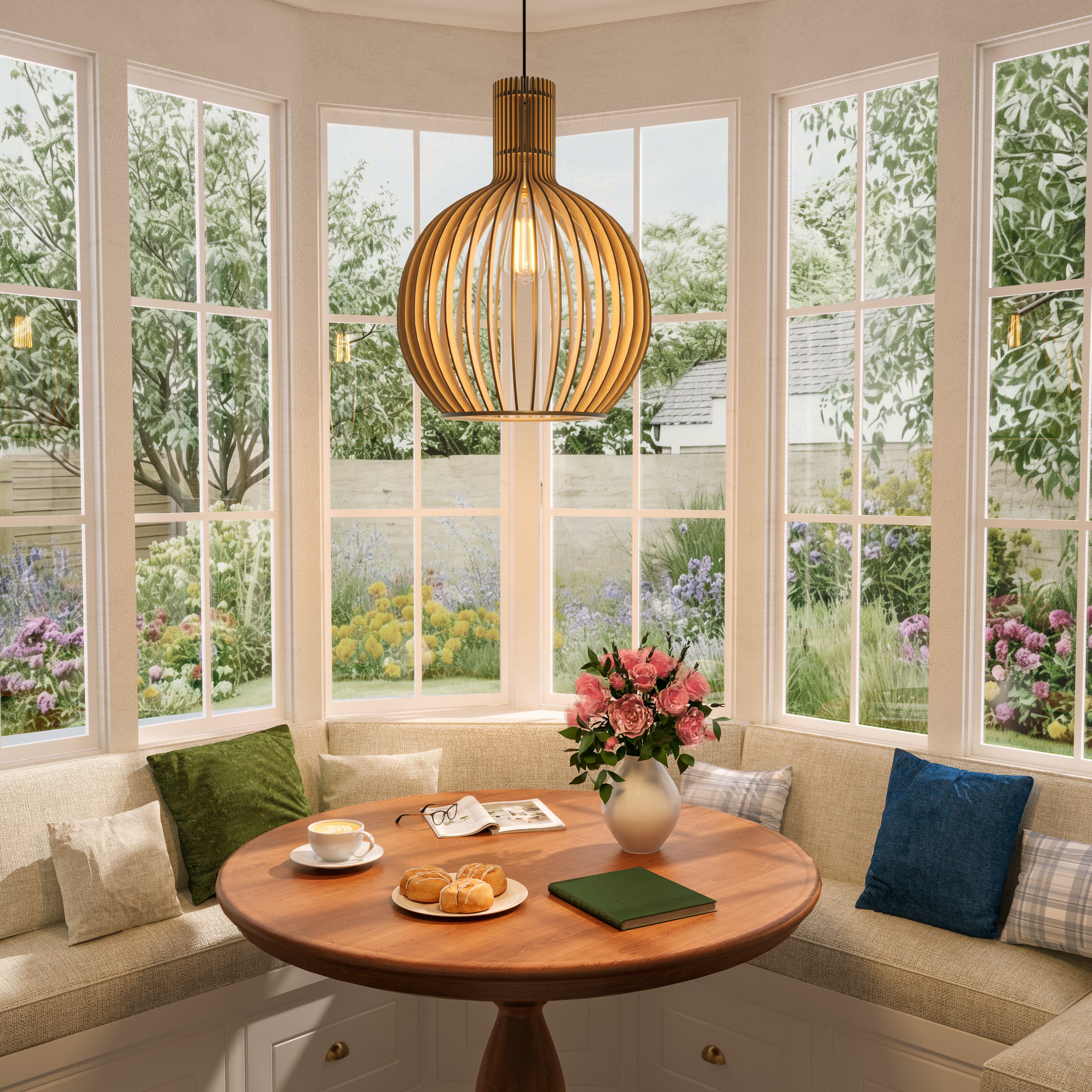 Lightsin Shadome-Scandinavian LED Wooden Birdcage Pendant Light Lightsin UK