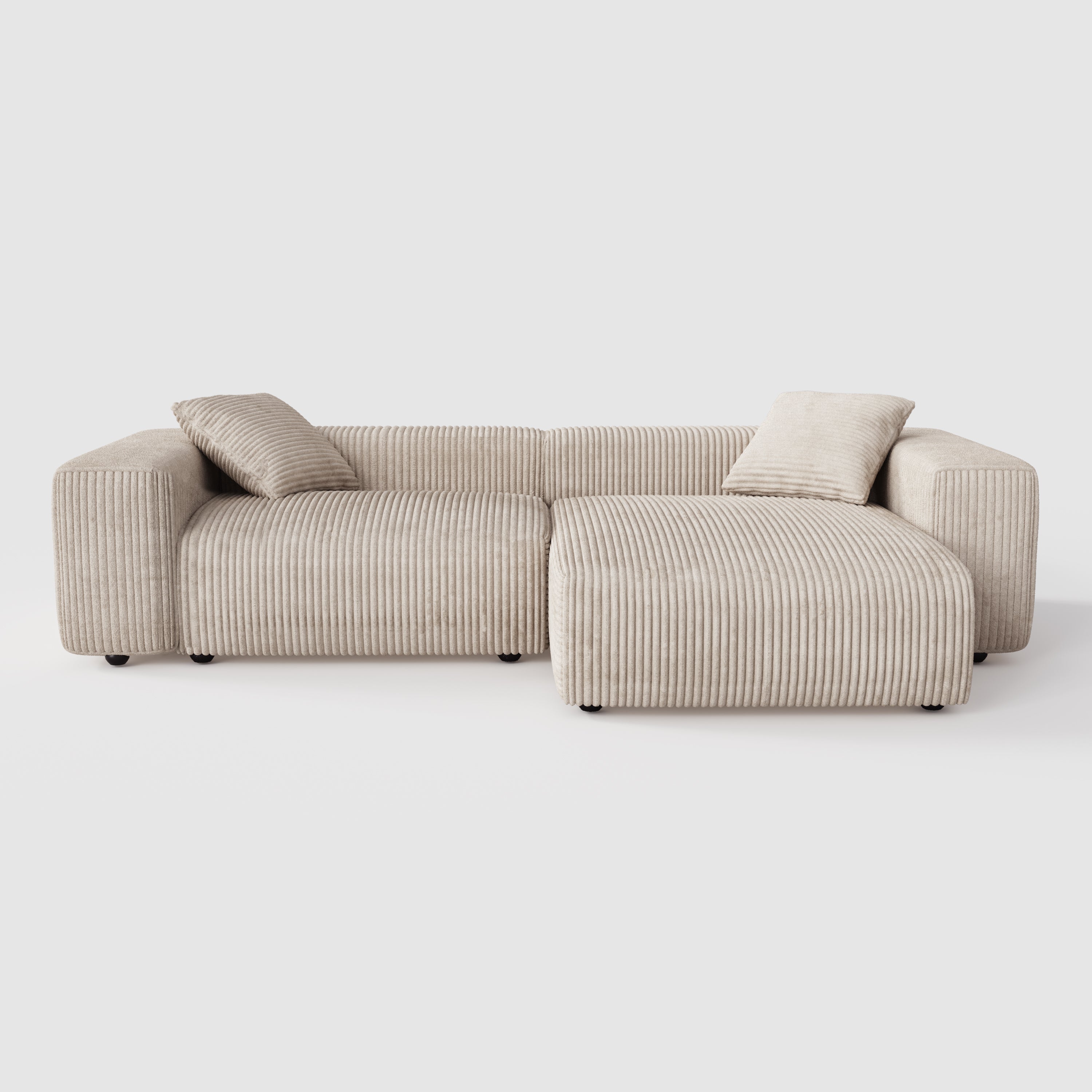 Corduroy Modular Wide Seat Chaise Sofa Block