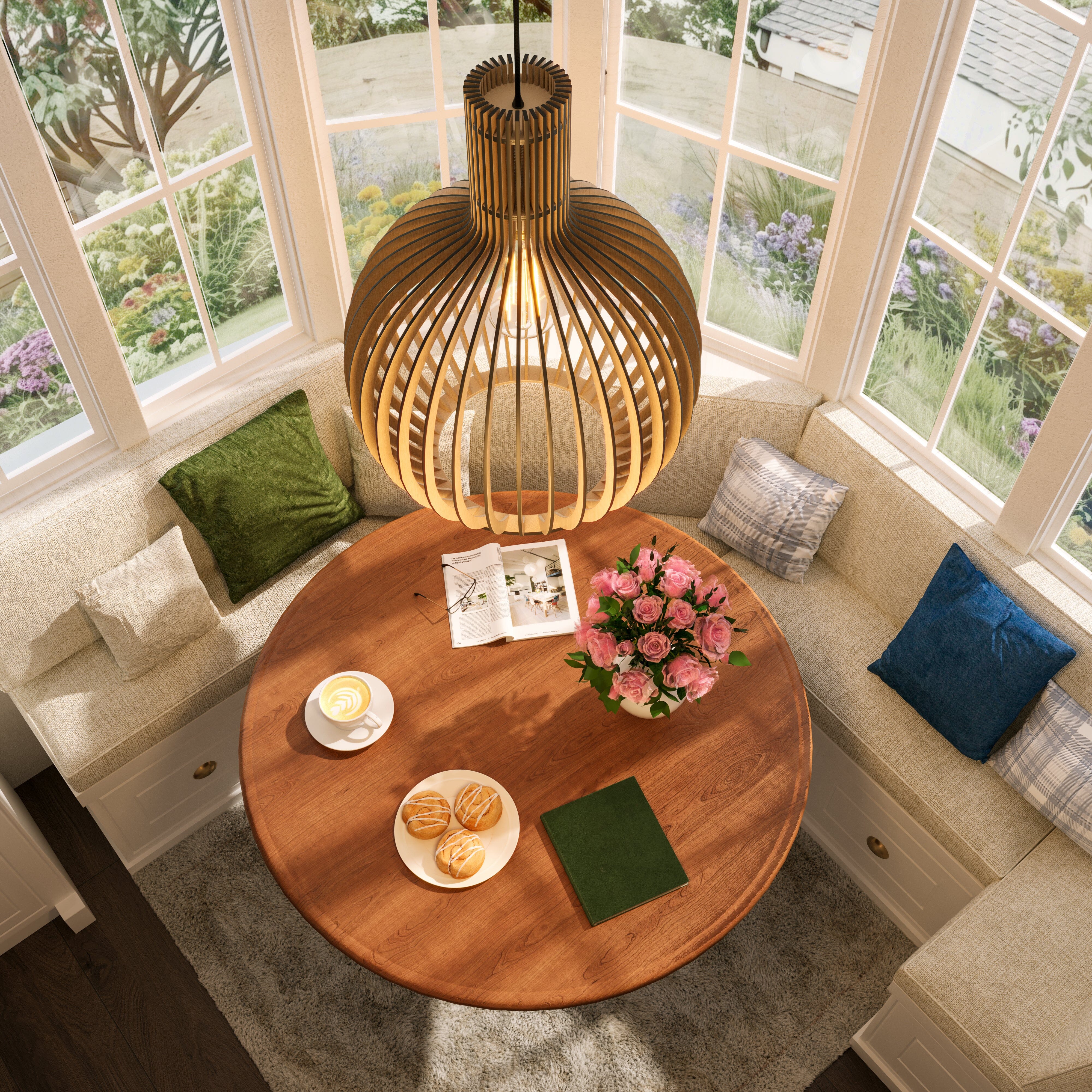Lightsin Shadome-Scandinavian LED Wooden Birdcage Pendant Light Lightsin UK
