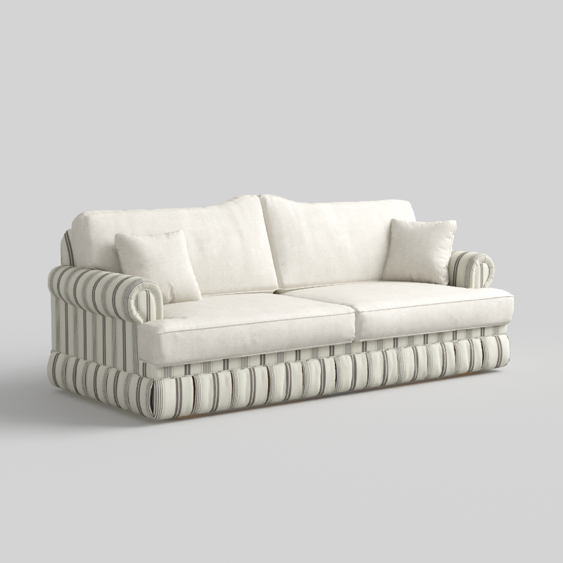 Cottonfy Heritage Plaid Skirted Sofa with Concealed Storage Drawers