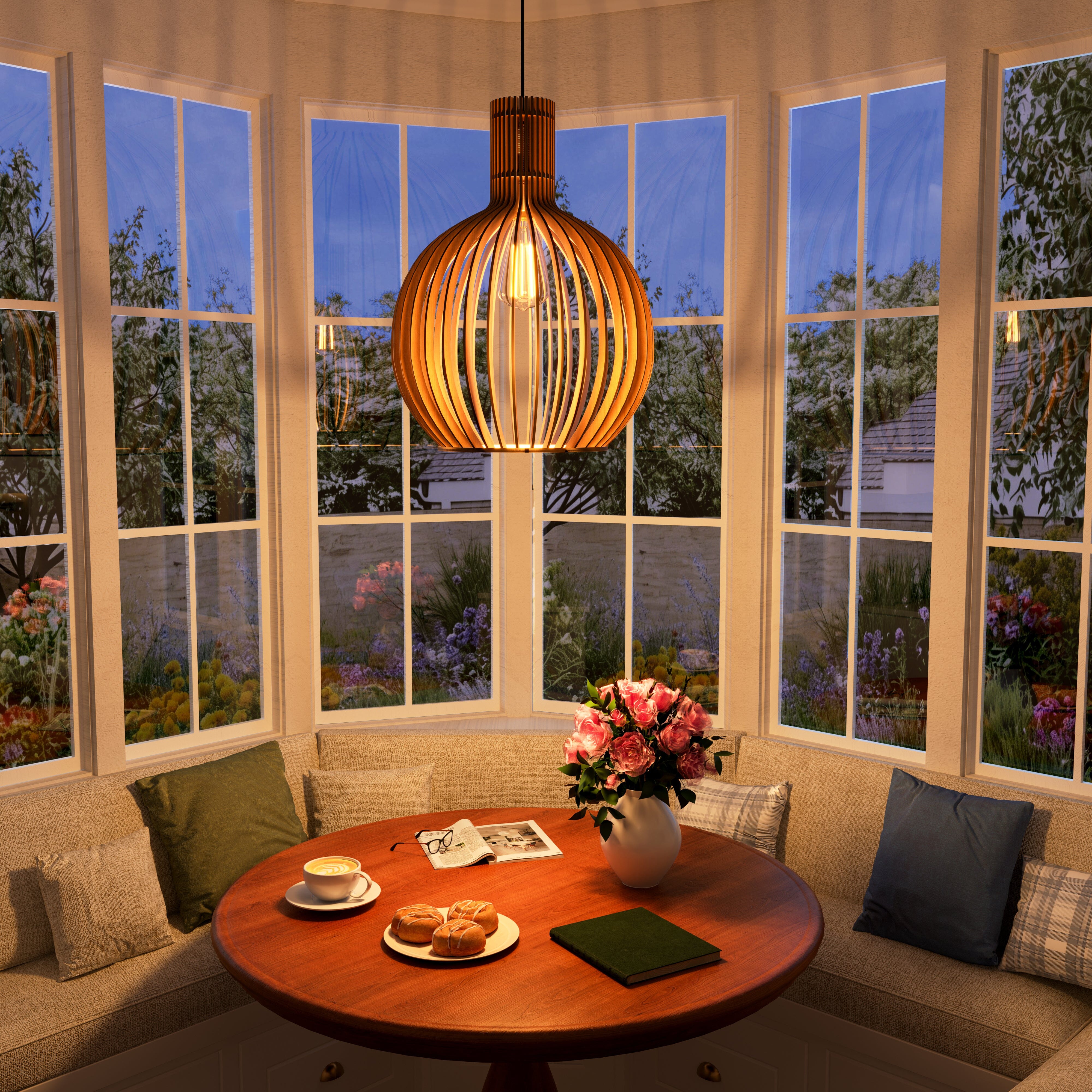 Lightsin Shadome-Scandinavian LED Wooden Birdcage Pendant Light Lightsin UK
