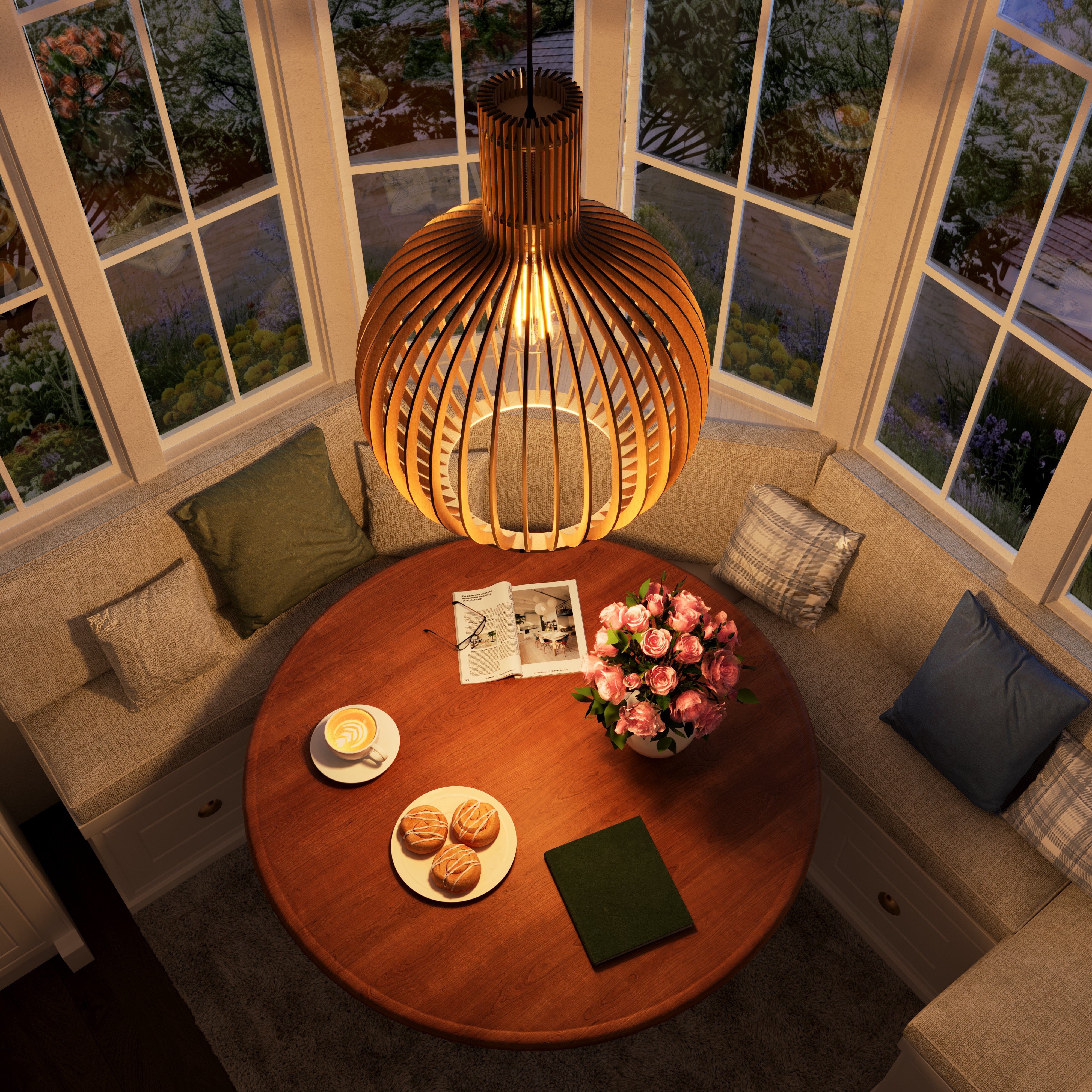 Lightsin Shadome-Scandinavian LED Wooden Birdcage Pendant Light Lightsin UK