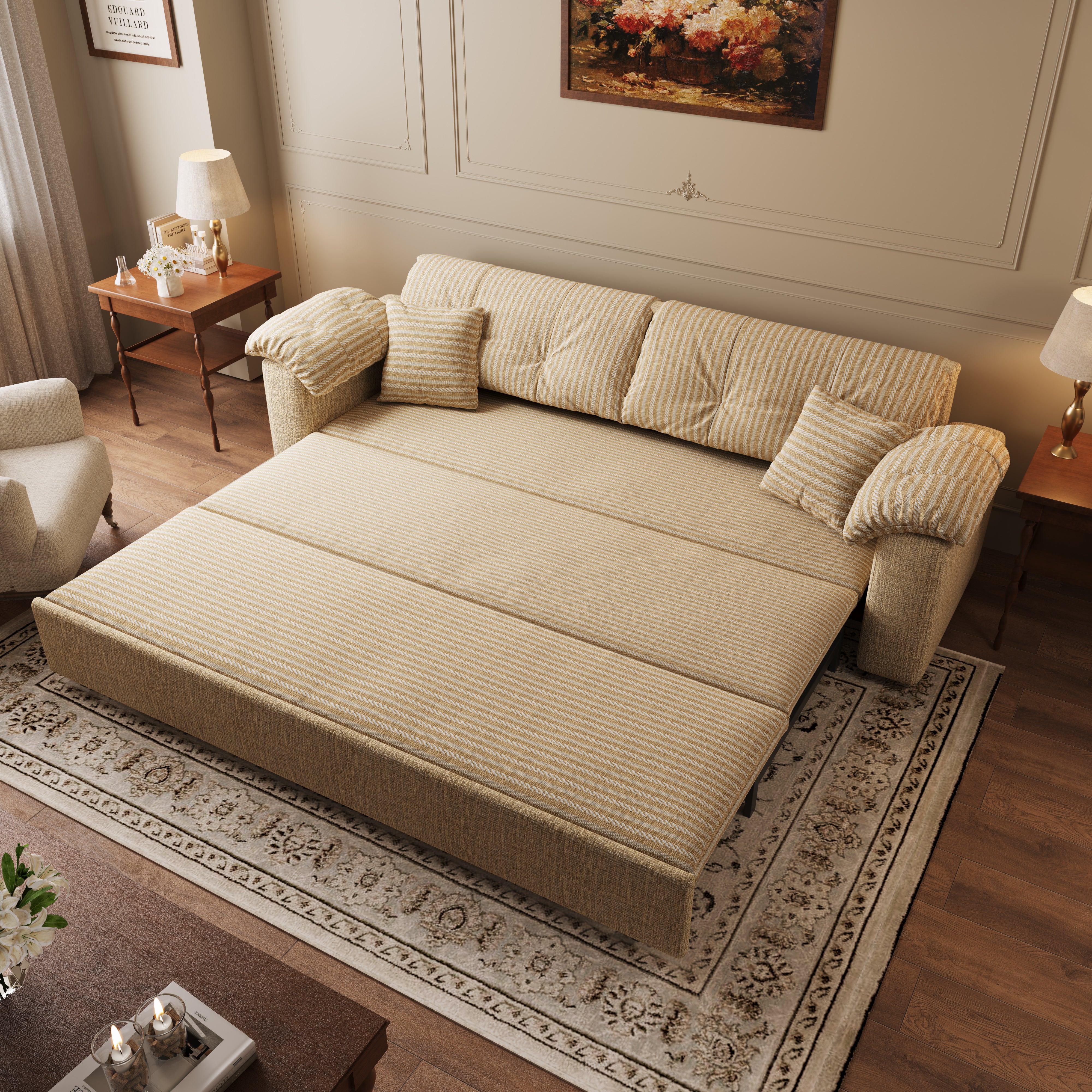 Multifunctional Sleeper Pull Out 2 Seater Sofa Bed with Storage Space