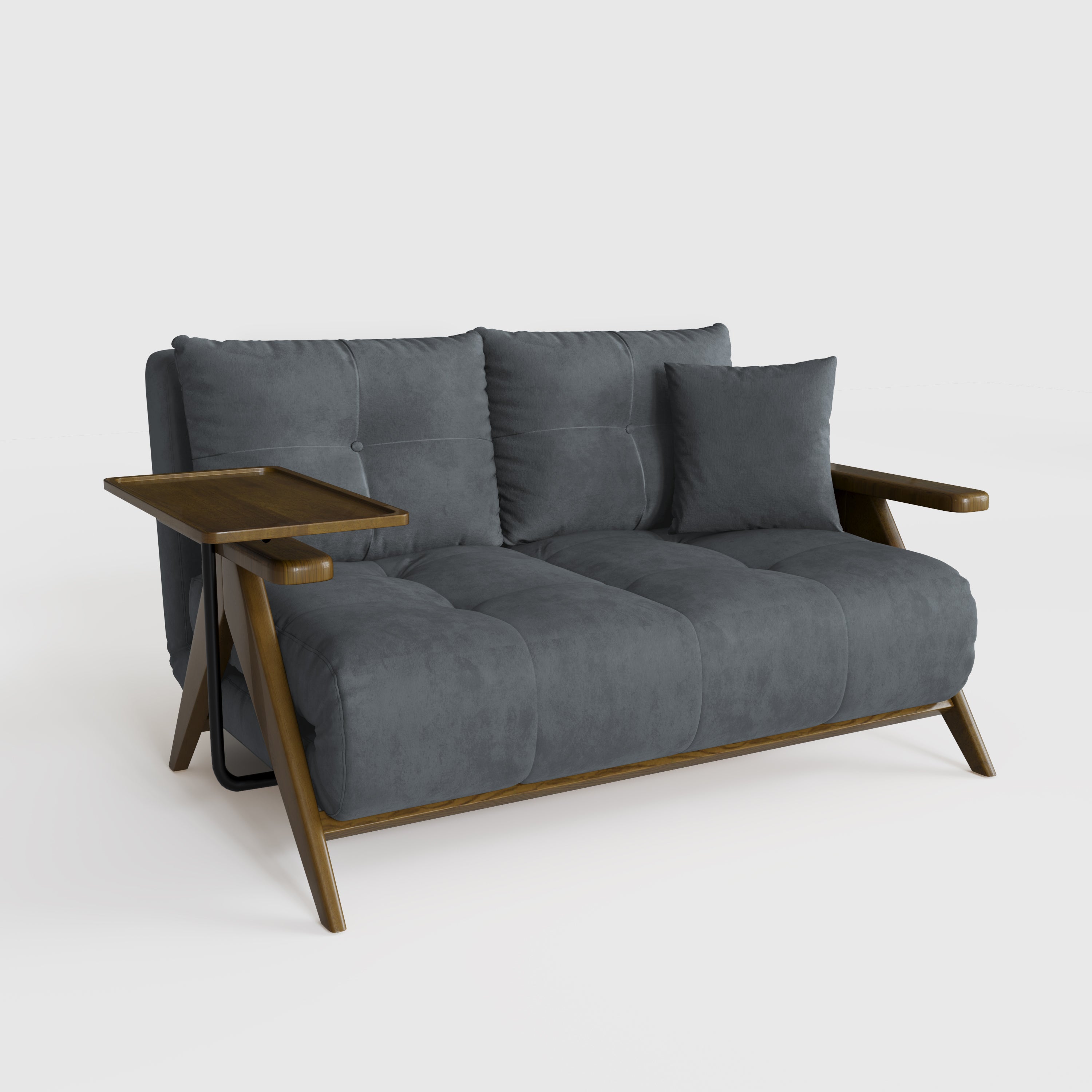 Foldable Matte Fabric Solid Wood 3 Mode Sofa Bed