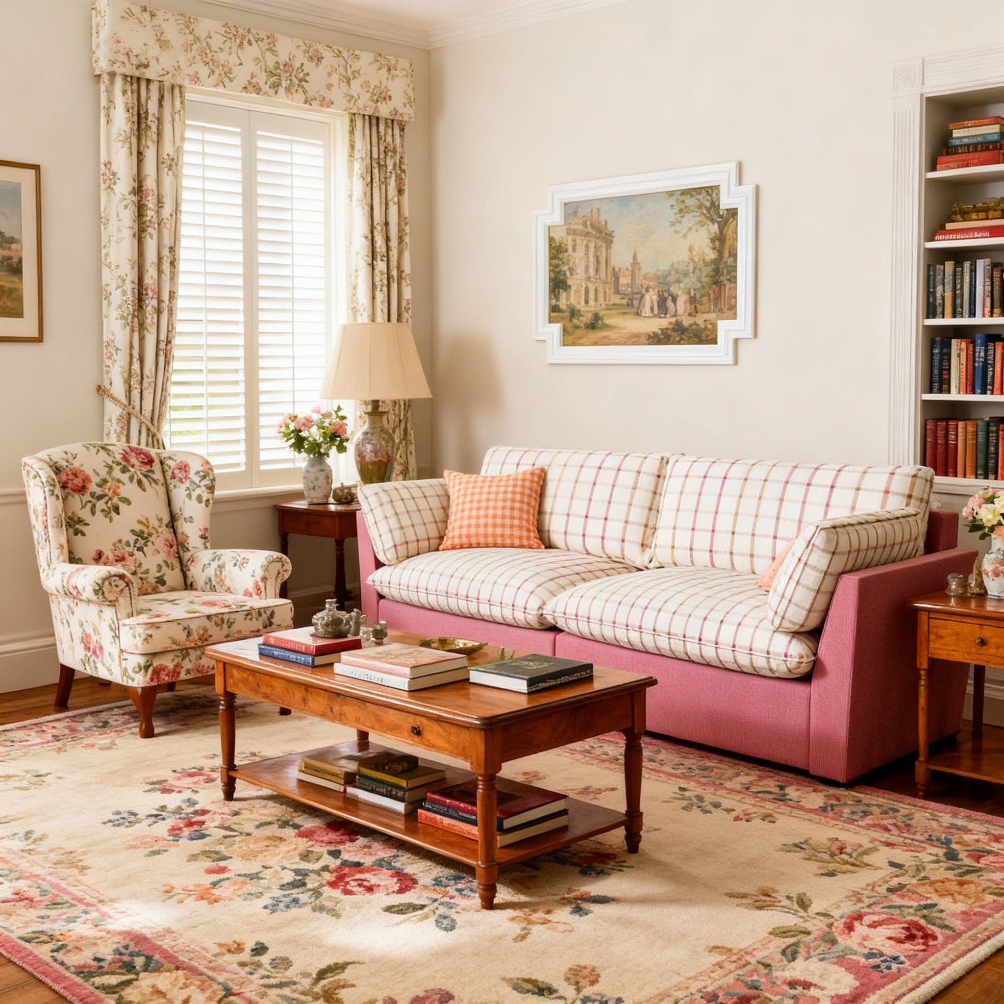 British Retro Check & Striped Sofa with Removable Covers