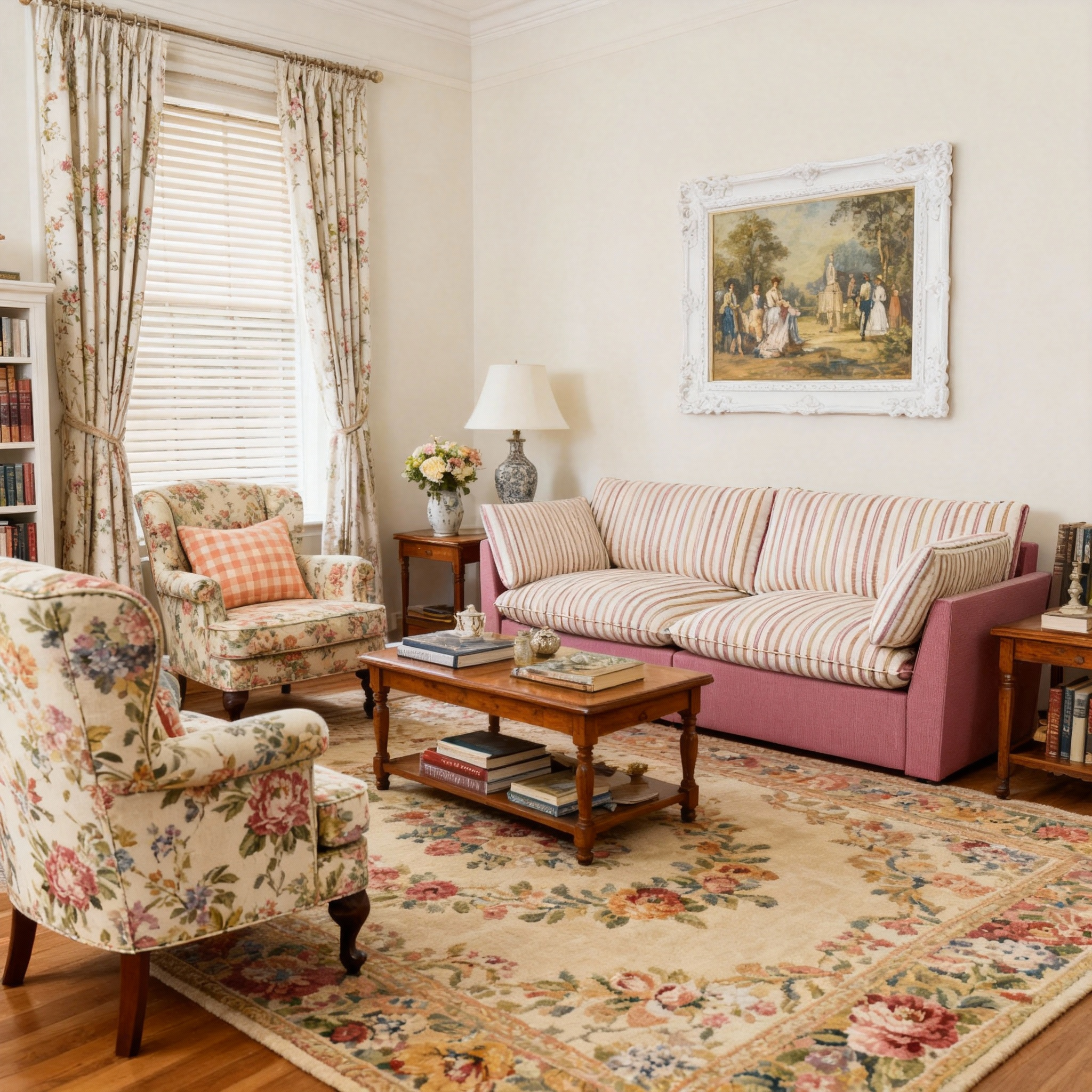 British Retro Check & Striped Sofa with Removable Covers