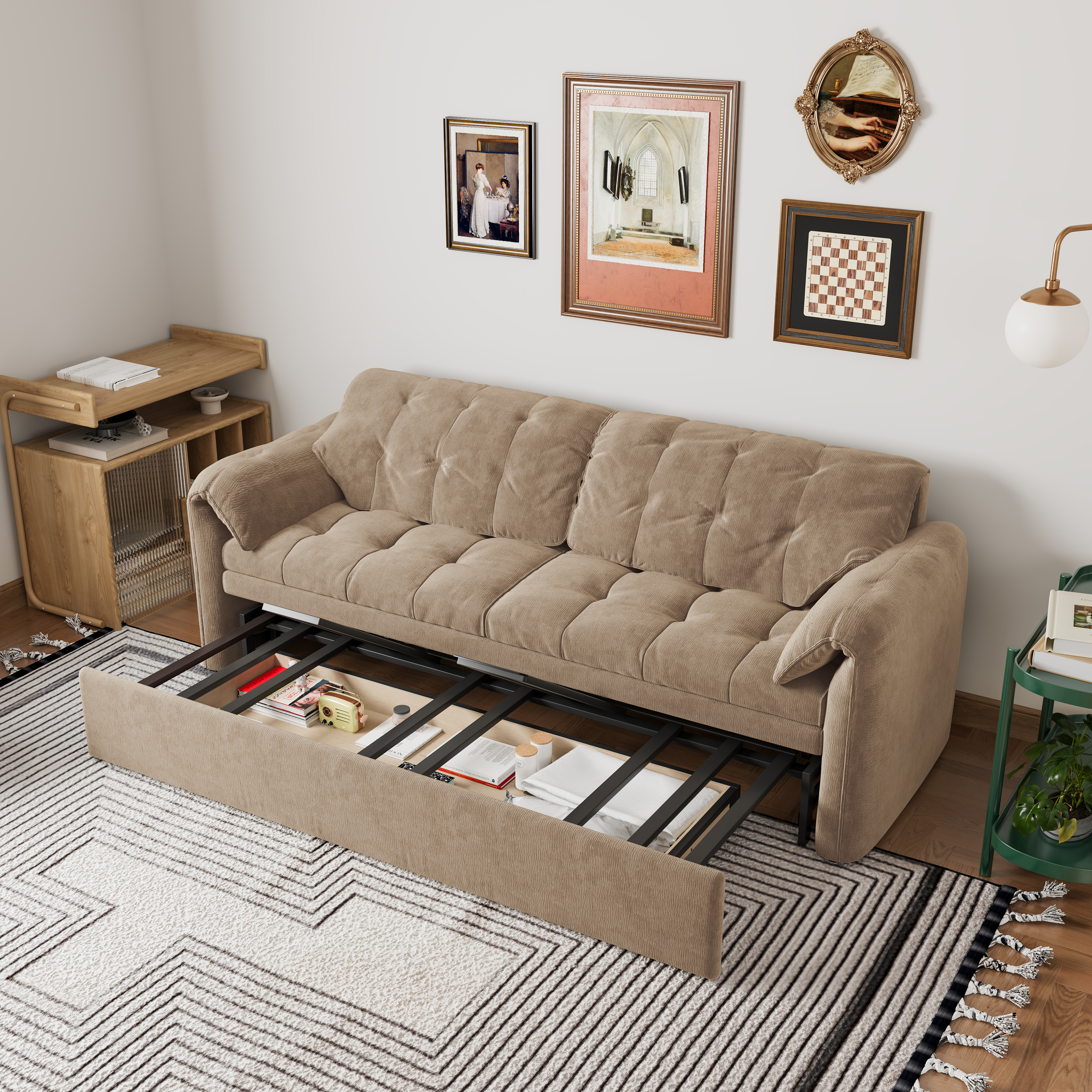 Cloud Elephant Ears Folding Corner Sofa Bed with Storage