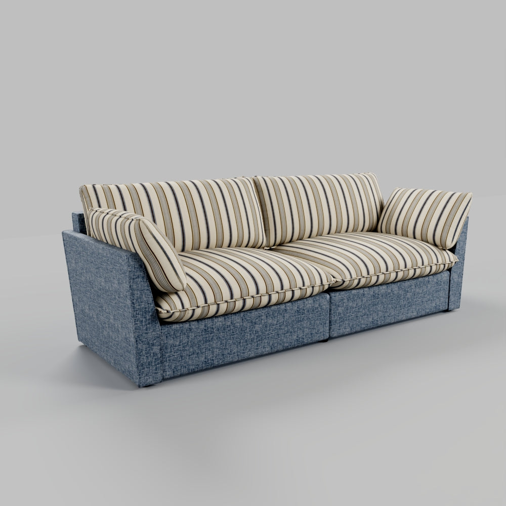 British Retro Check & Striped Sofa with Removable Covers