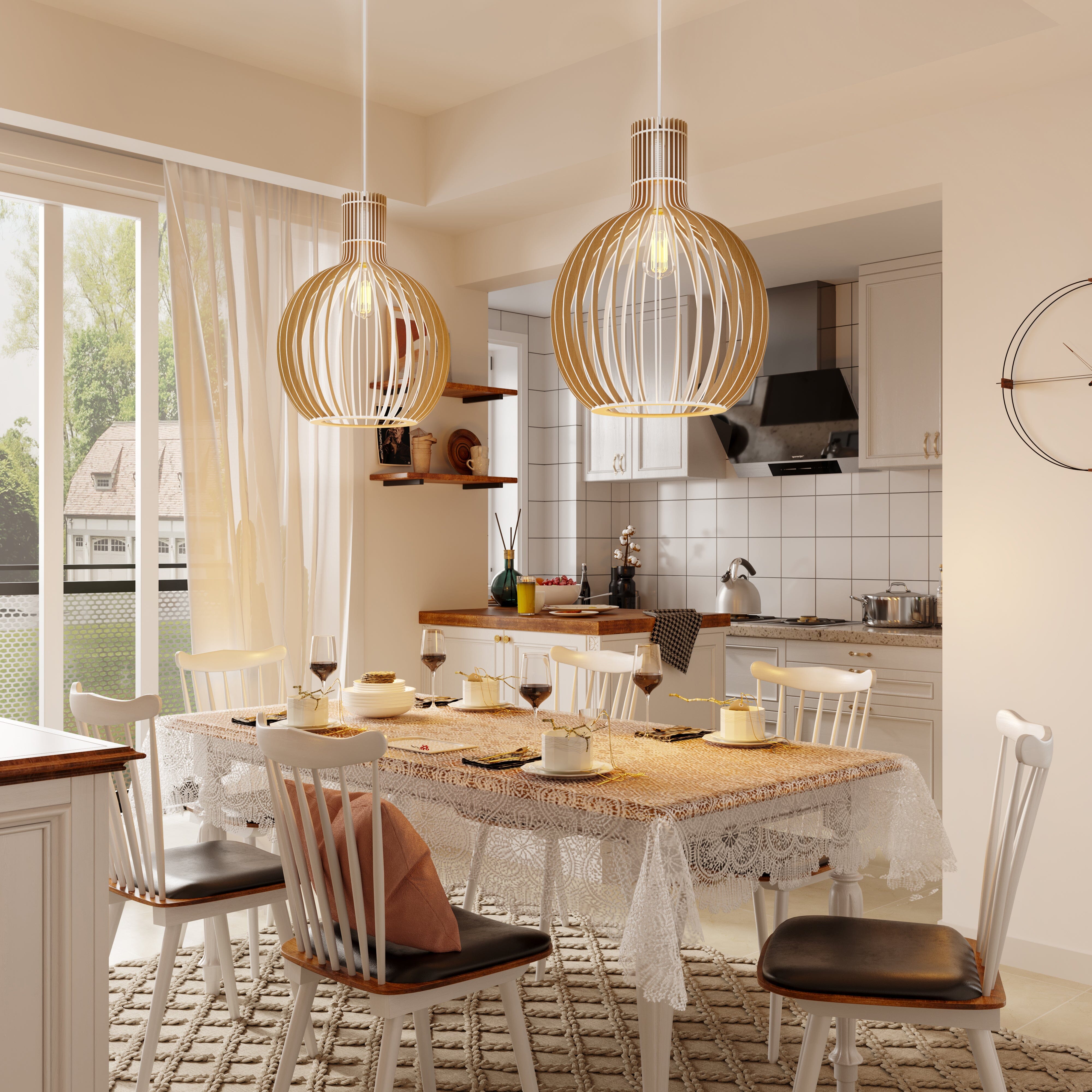 Shadome-Lightsin Scandinavian LED Wooden Birdcage Pendant Light Lightsin UK