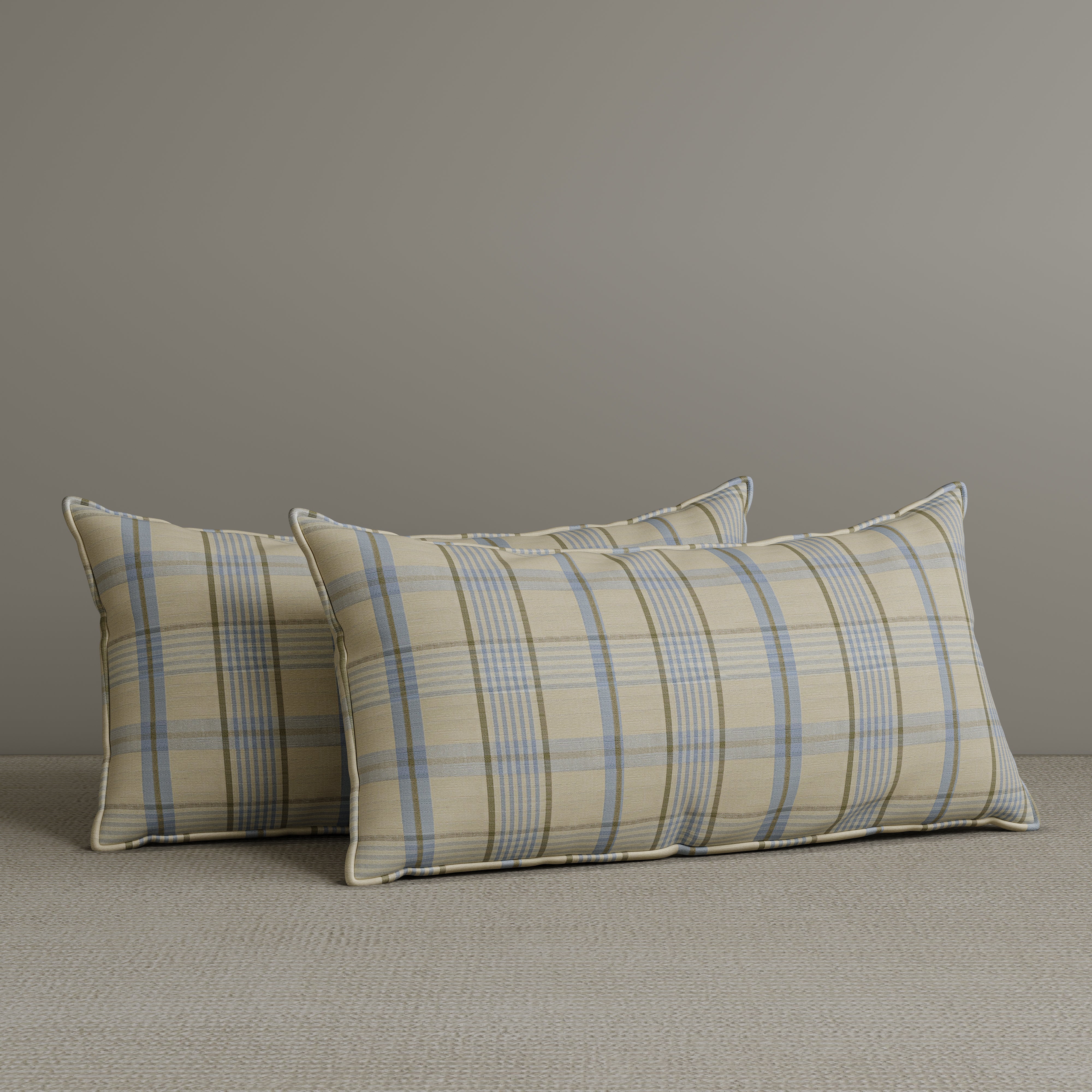 ๐ Exclusive Waist Cushion in Sky Blue Checkered Cotton Linen, 56*27*12 CM (100% off)