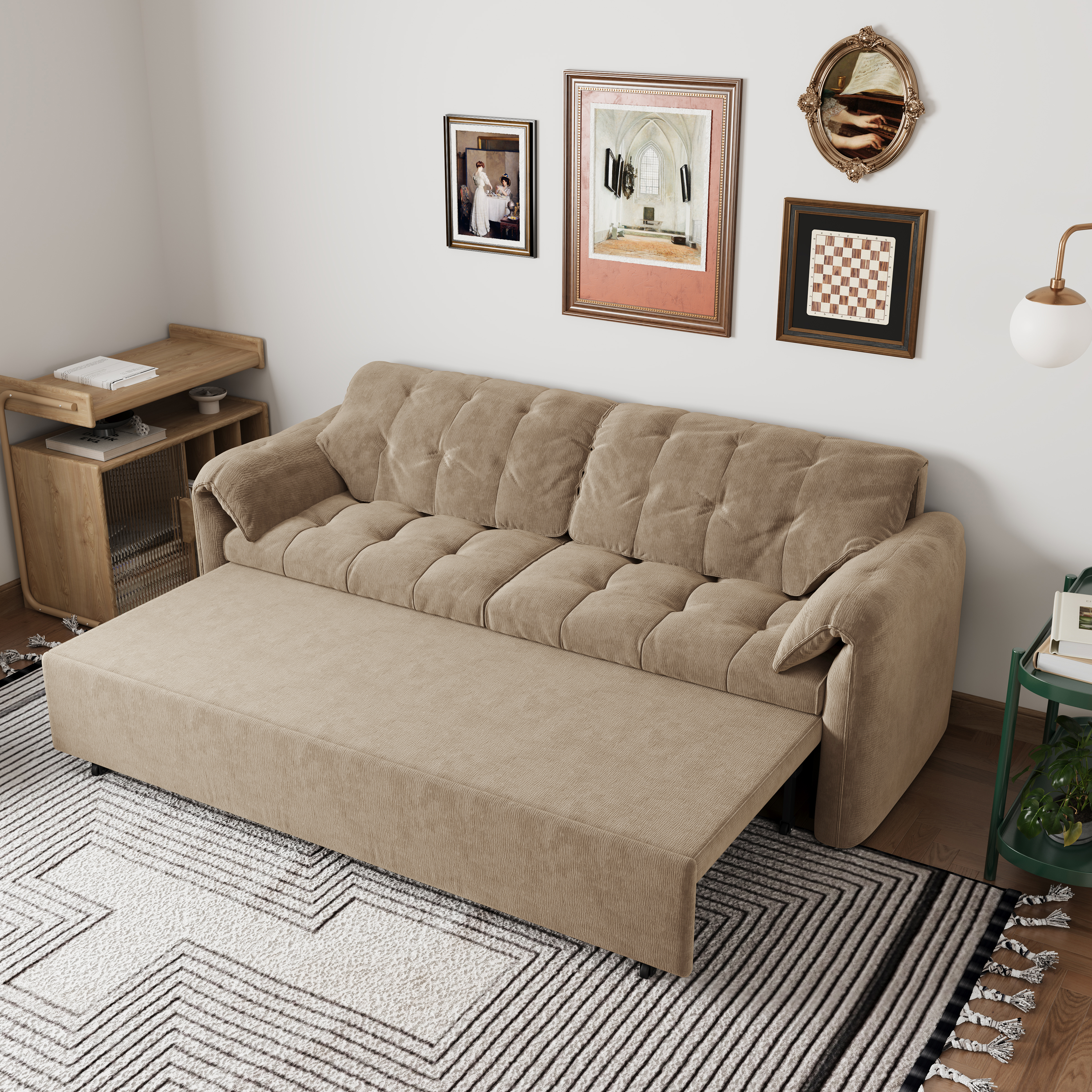 Upgraded Cloud Chenille Skin Friendly Sofa Bed with Storage