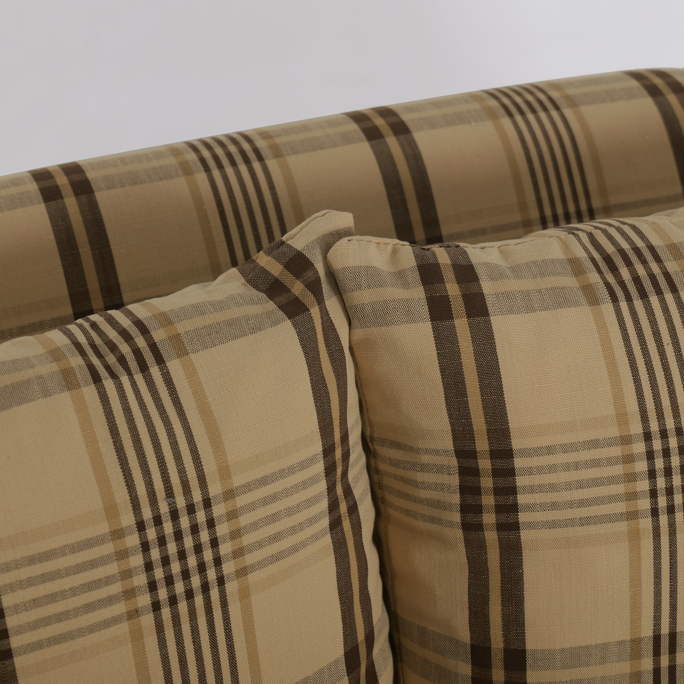 Cottonfy Vintage Check Country Sofa with Tufted Ottoman