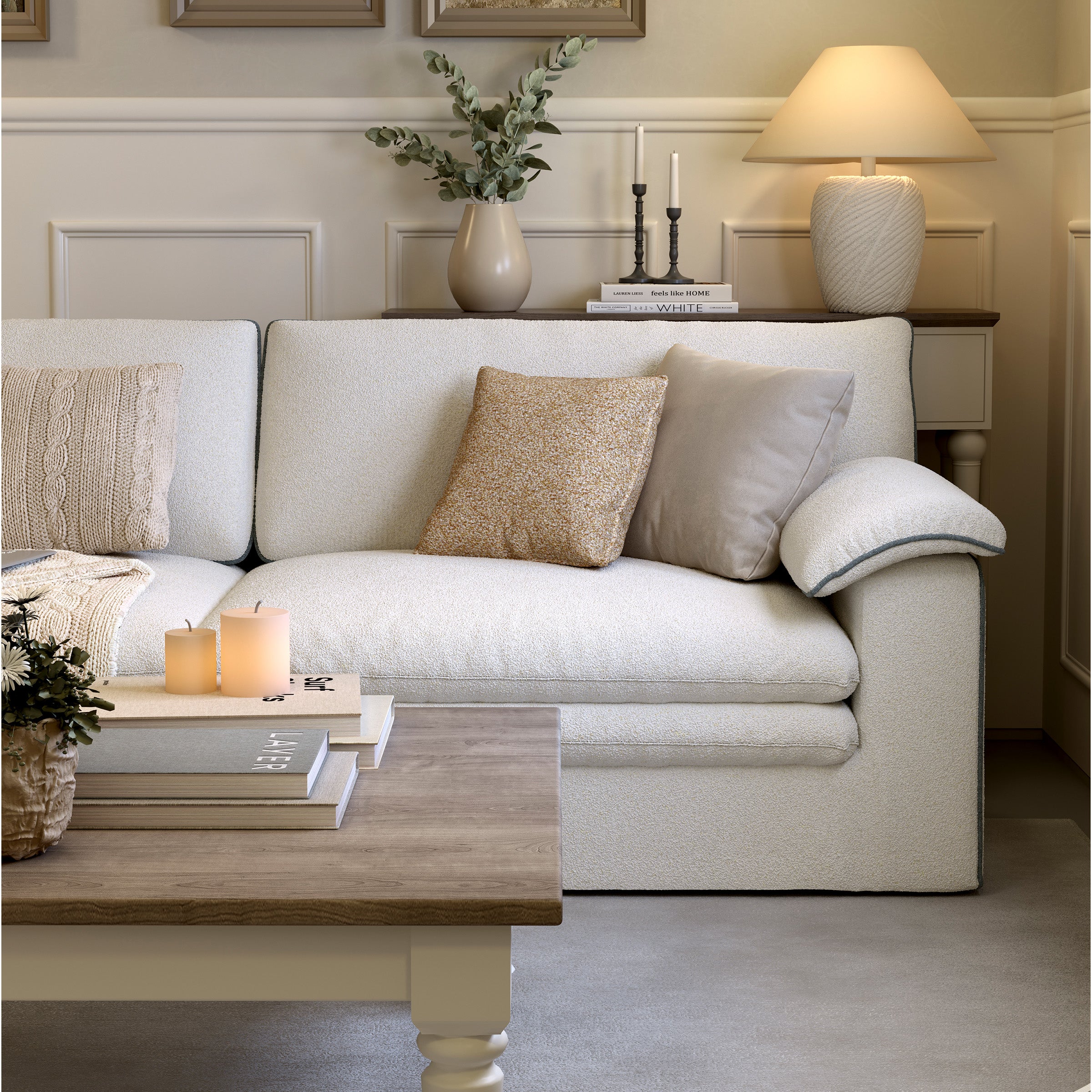 Stylish Lambswool Sofa with Detachable Design