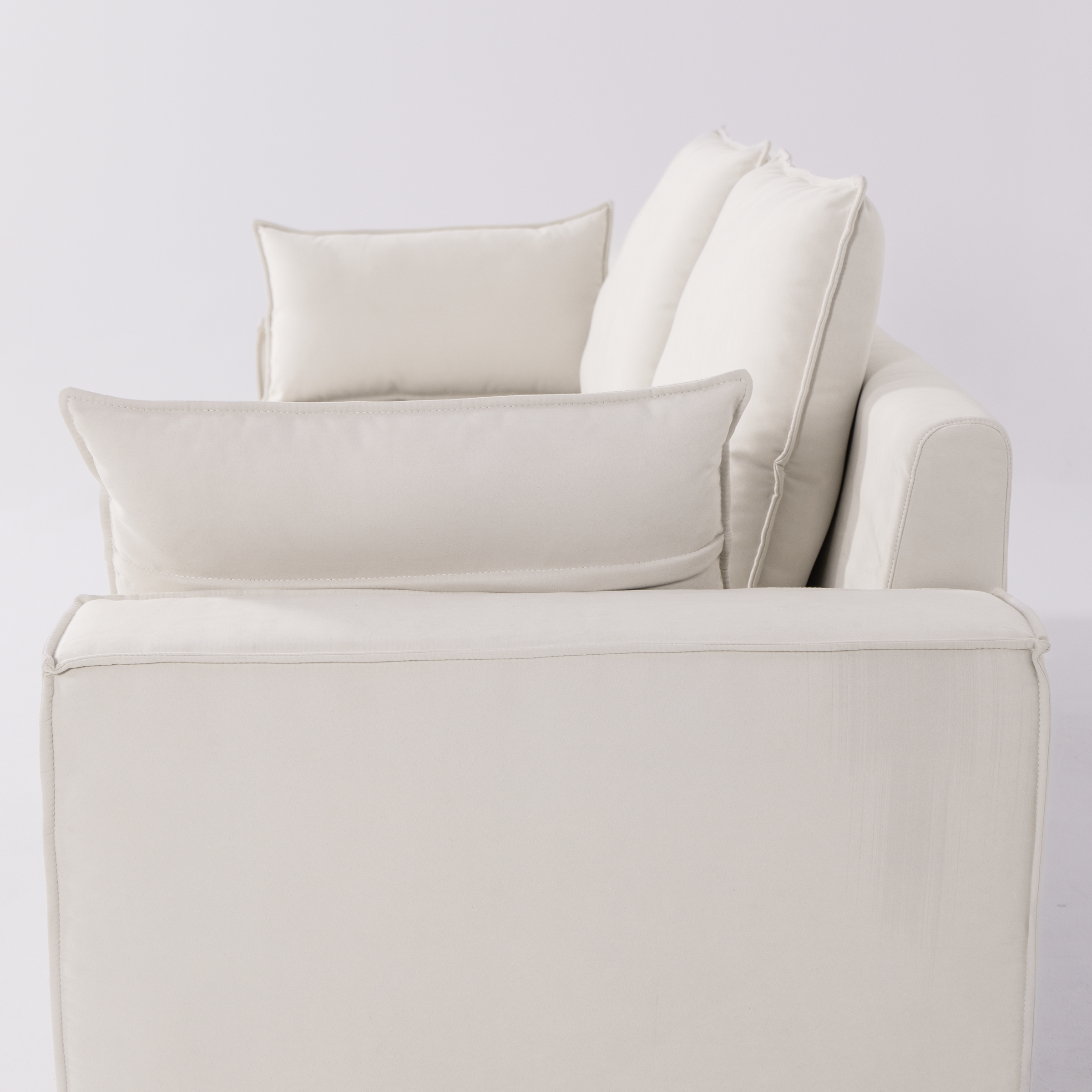Cottonfy Creamy Tofu Block Pull Out Sofa Bed with Storage Guest Sleeper