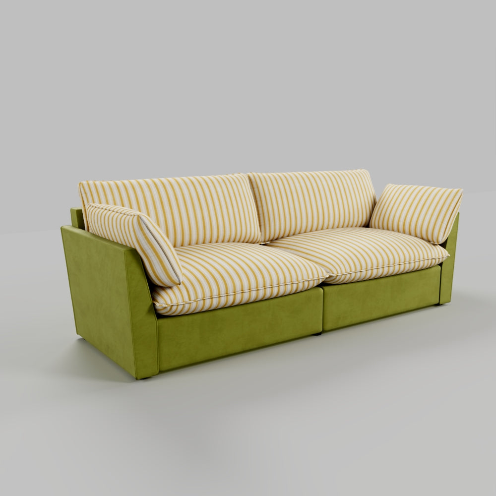 British Retro Check & Striped Sofa with Removable Covers