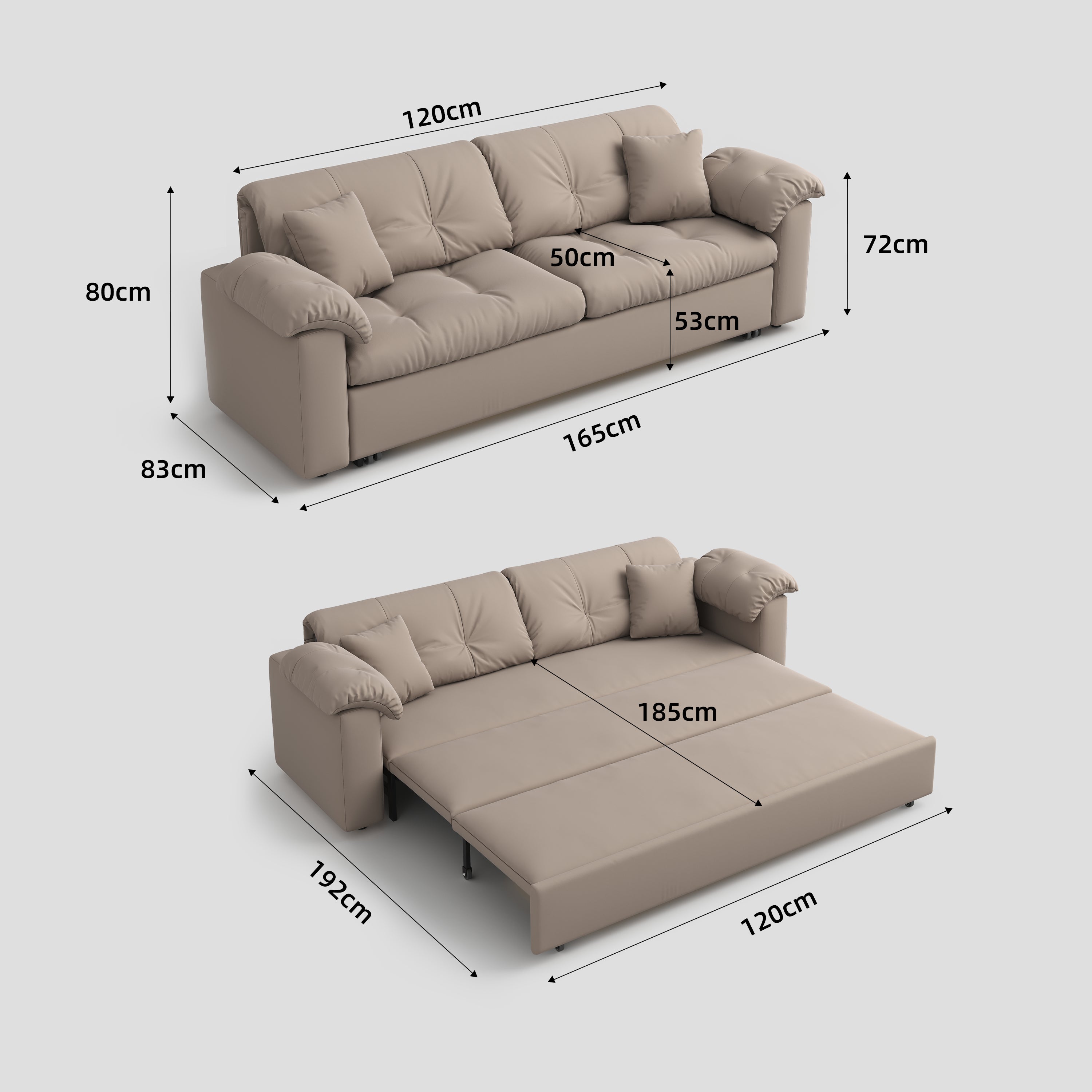 Multifunctional Sleeper Pull Out 2 Seater Sofa Bed with Storage Space