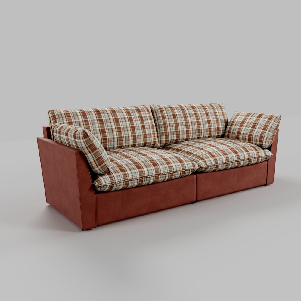 British Retro Check & Striped Sofa with Removable Covers