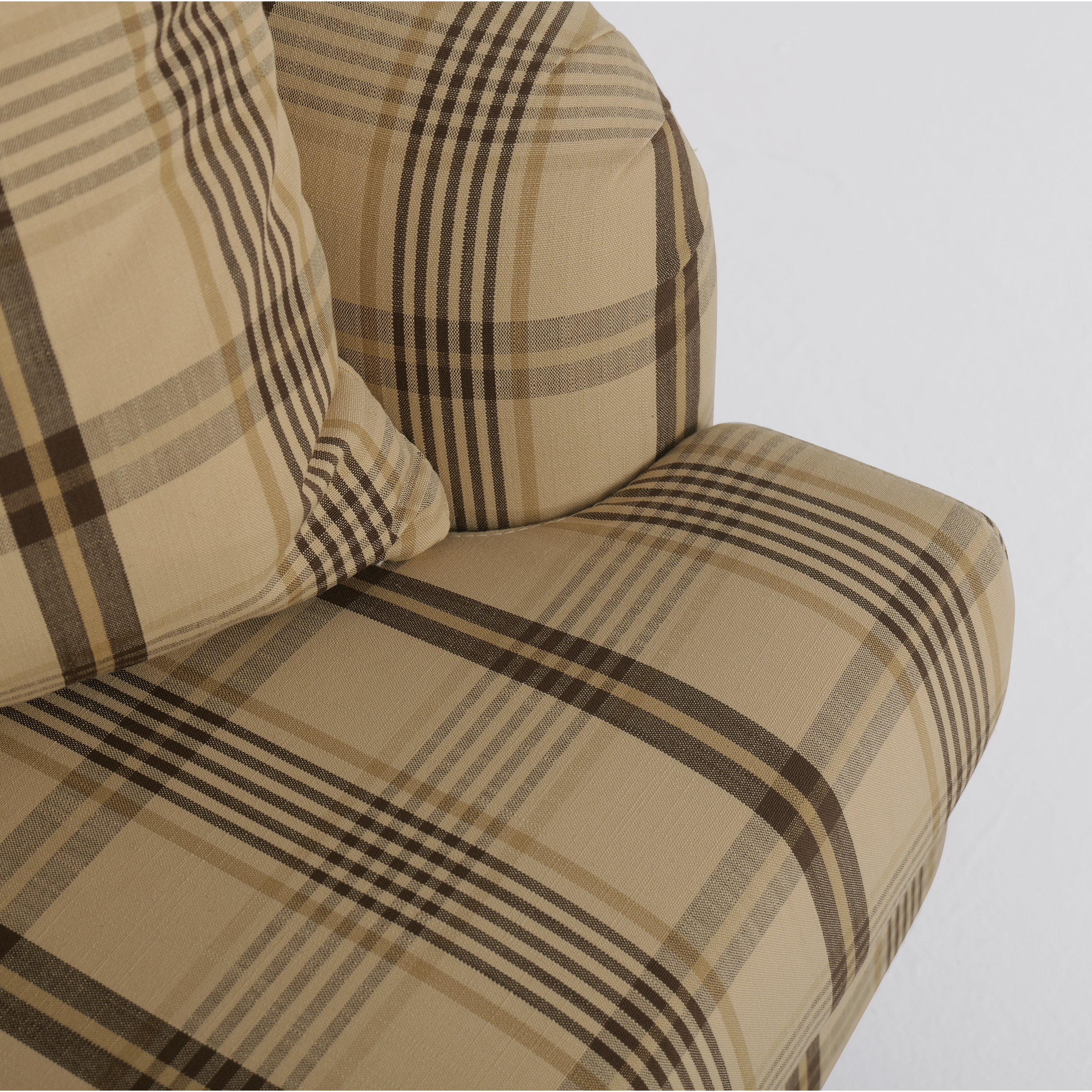 Cottonfy Vintage Check Country Sofa with Tufted Ottoman
