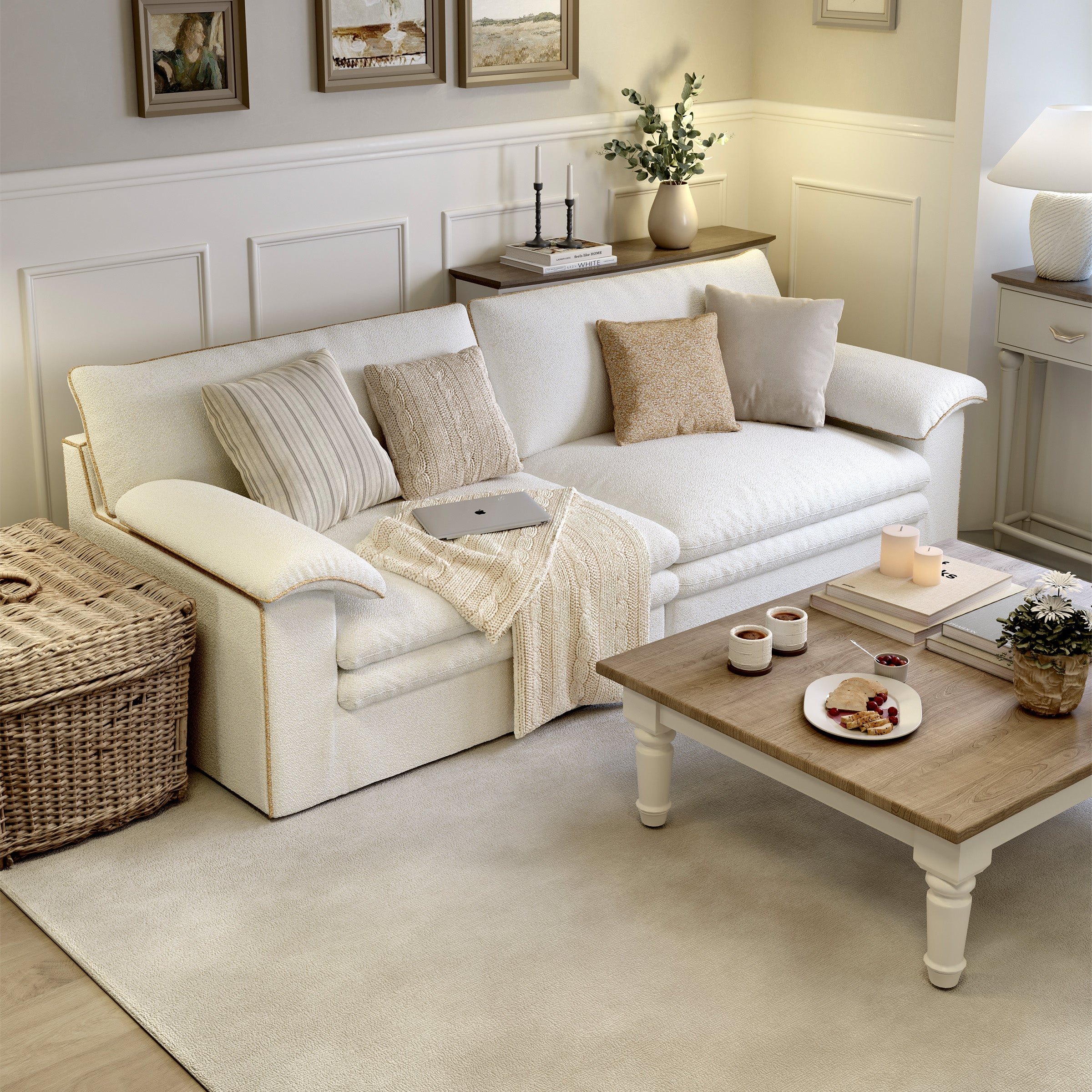 Stylish Lambswool Sofa with Detachable Design