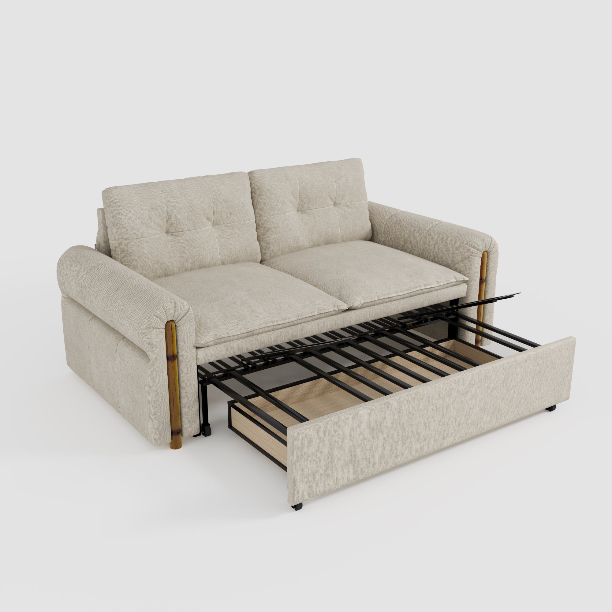 Vintage Pet Friendly Bamboo Design Sofa Bed with Storage