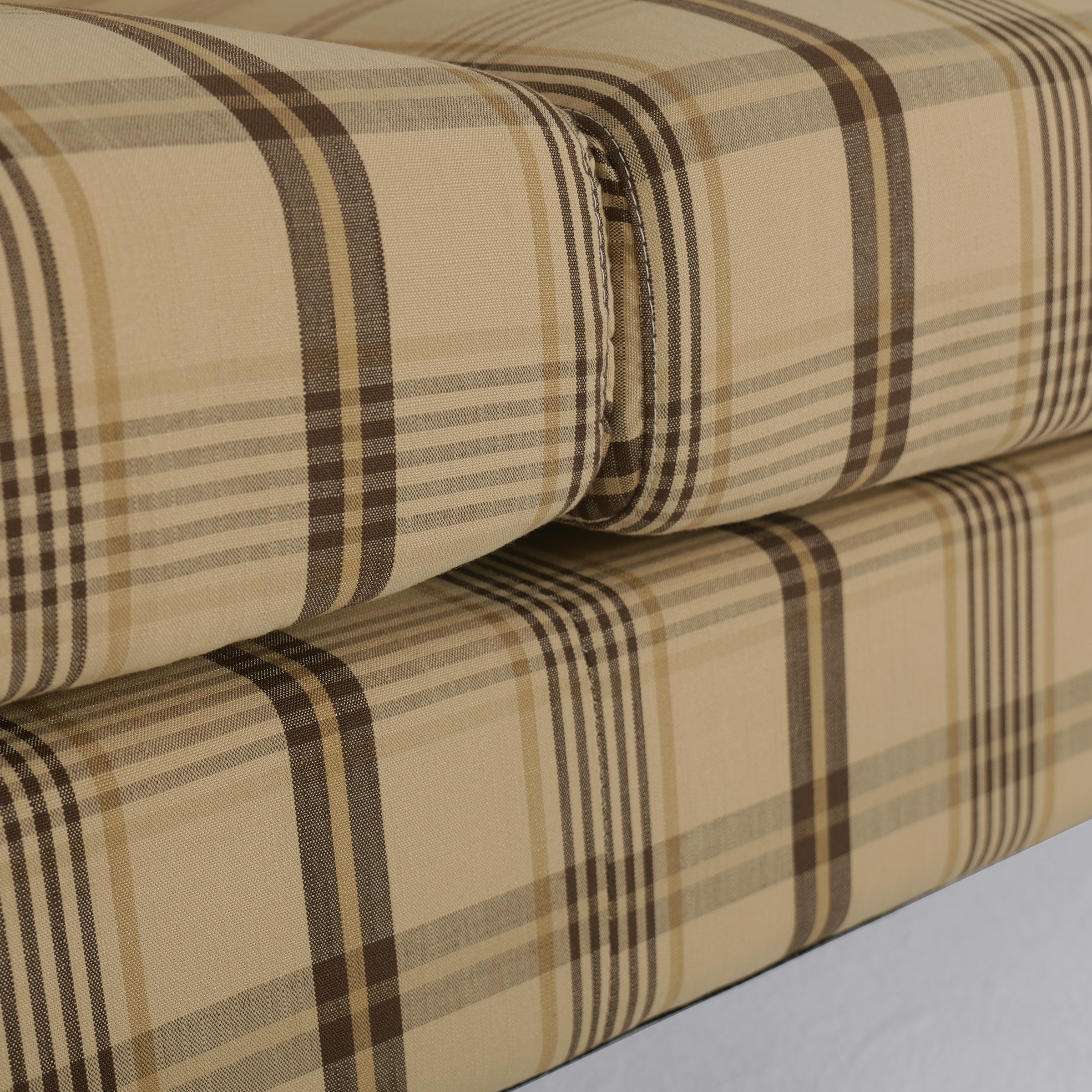 Cottonfy Vintage Check Country Sofa with Tufted Ottoman