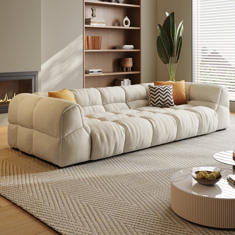 Fluffy Waffle Leathaire Fabric Sofa 3 Seater for Limited Space