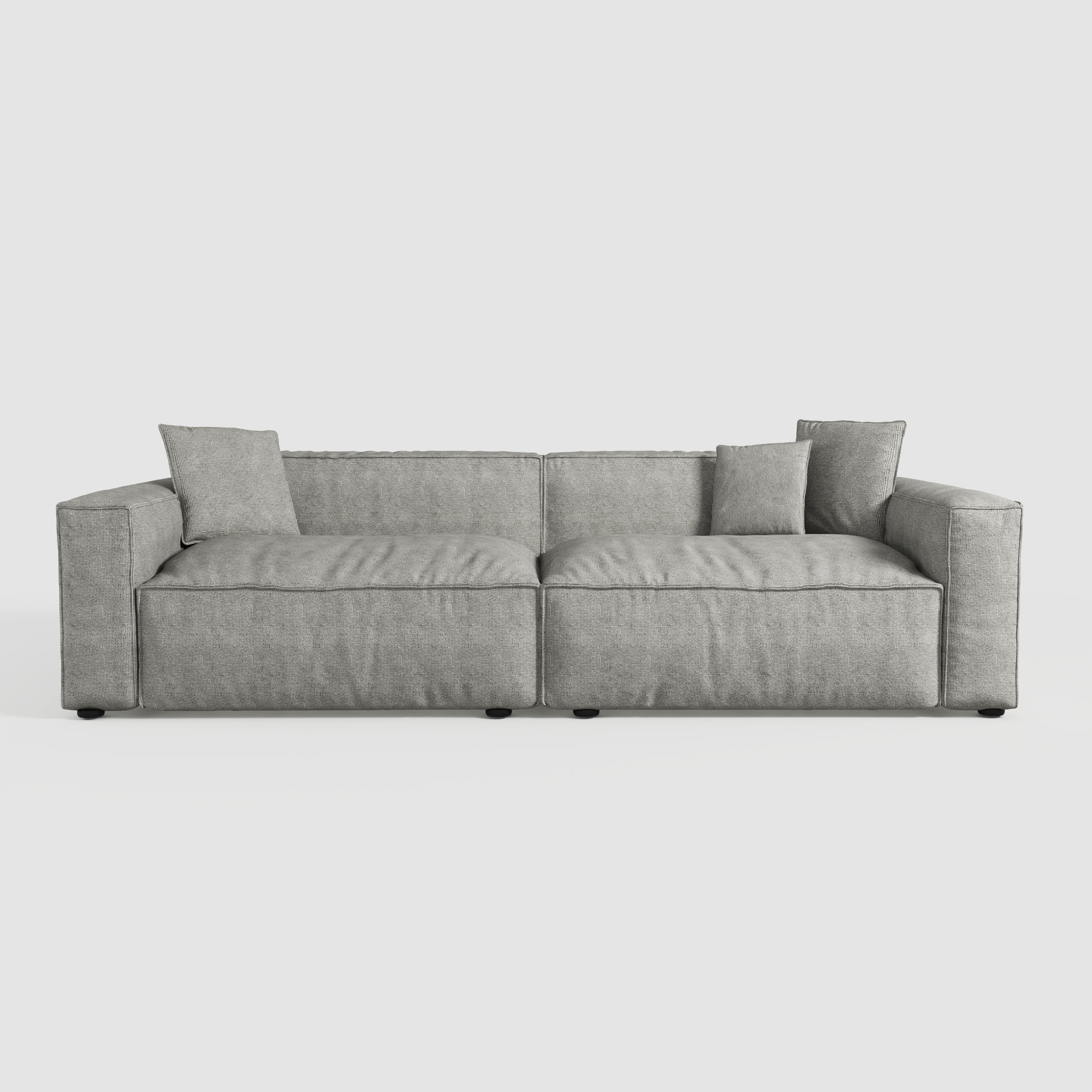 Elegant Linen Tofu Block Fabric Down Sofa