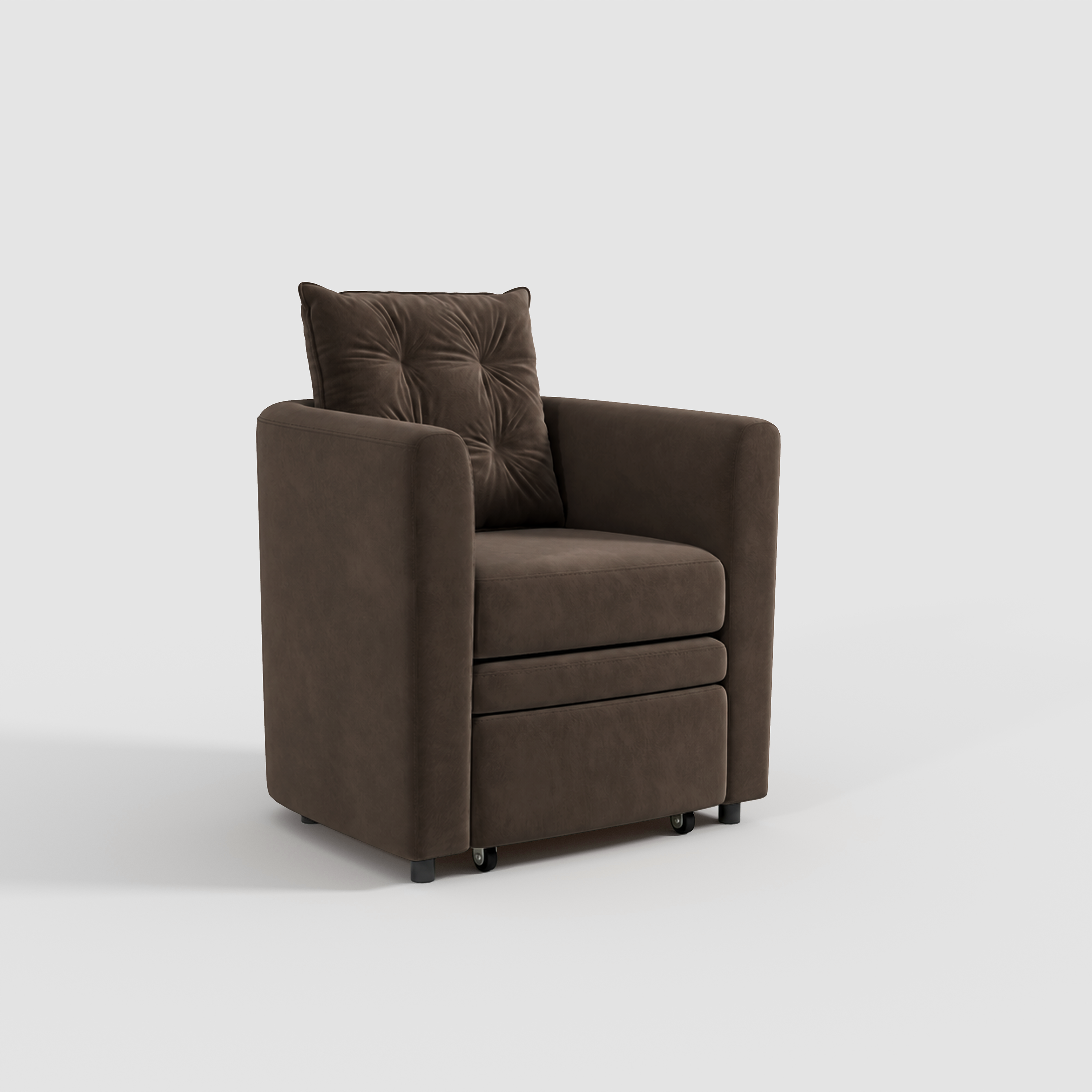 Green Velvet Armchair with Hidden Storage Footstool