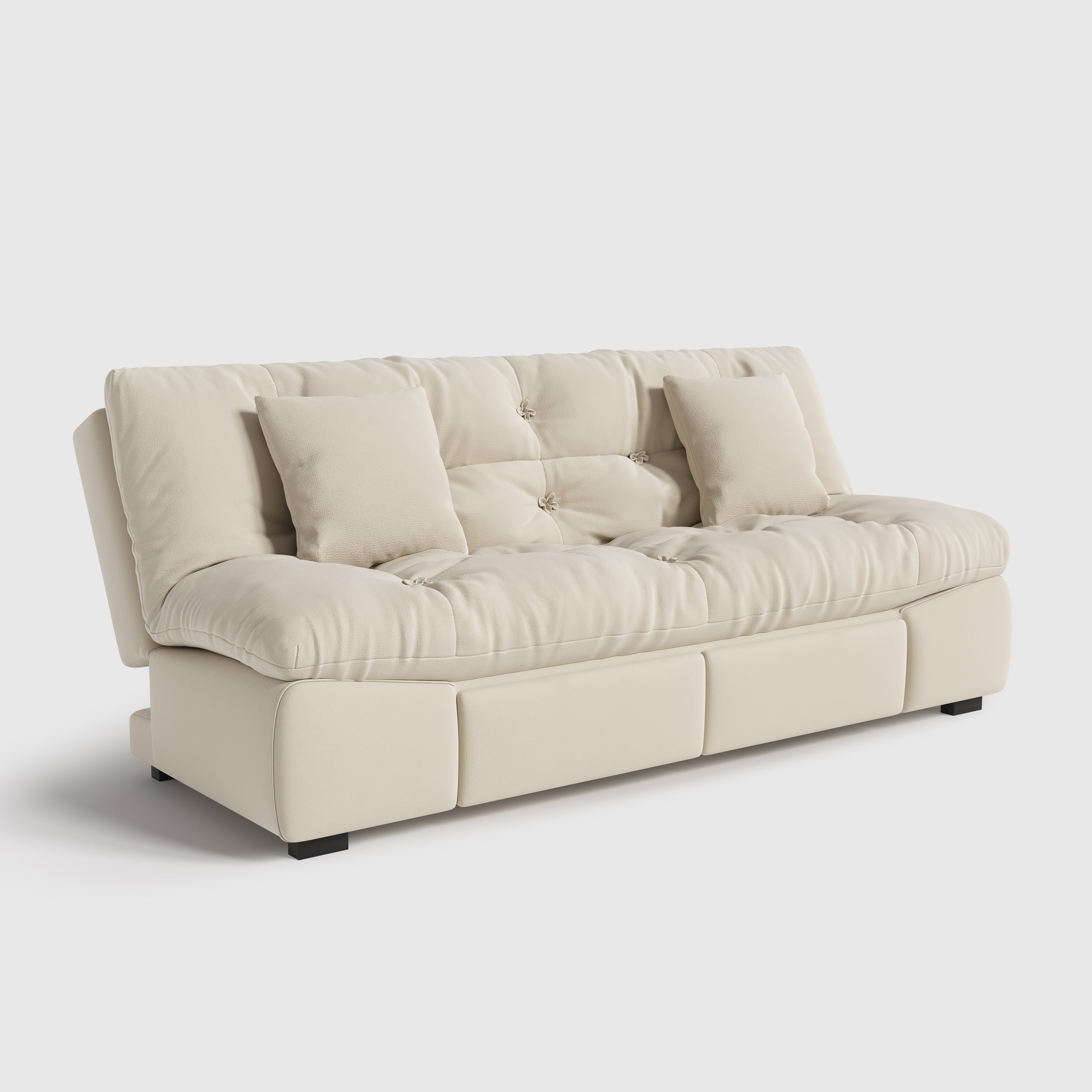 Upgrade Cream Cloud Double Folding Sofa Bed with Storage