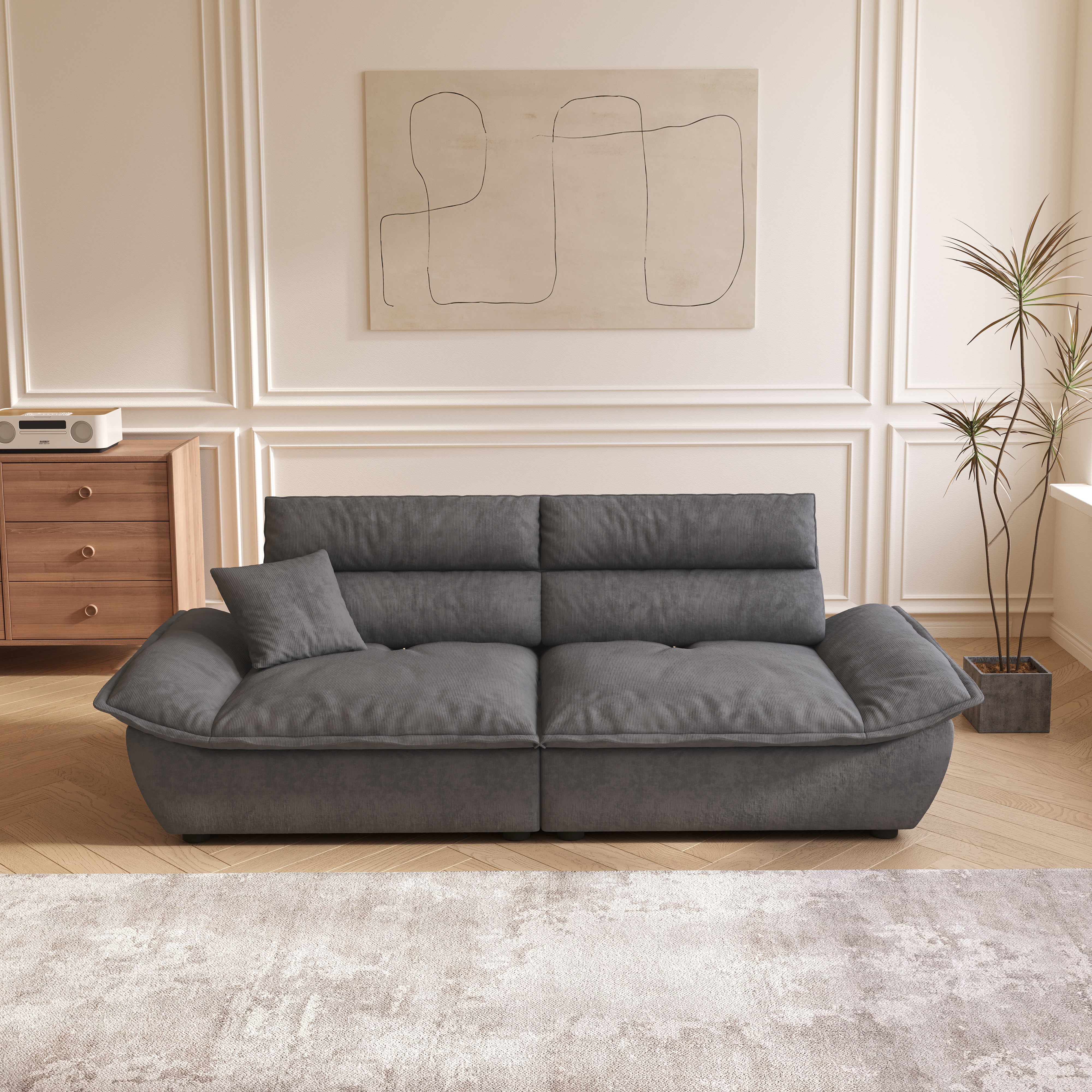 Cottonfy Adjustable Backrest Sailboat Corduroy Sofa Green