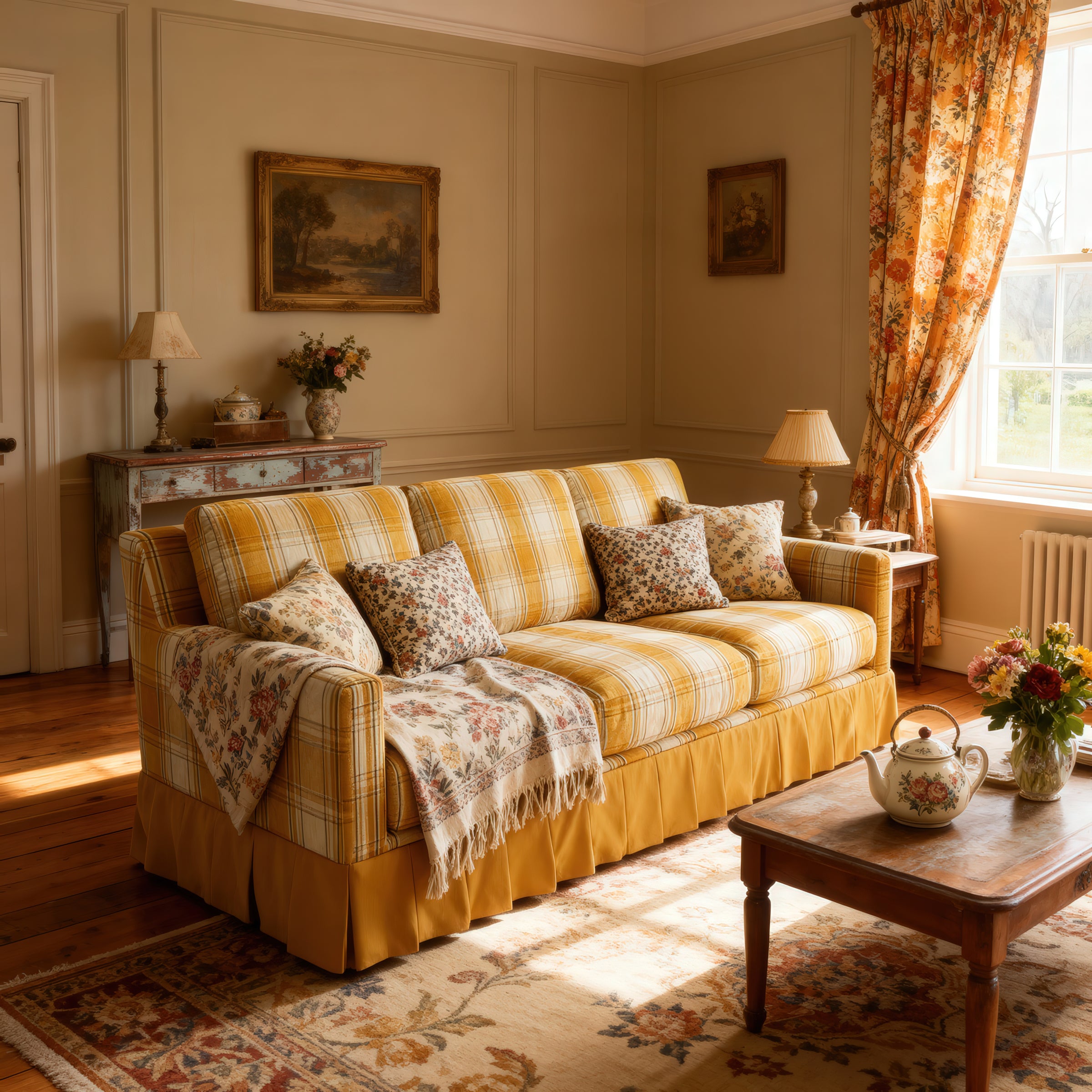 #Colour_Saffron Gold Cotton Linen