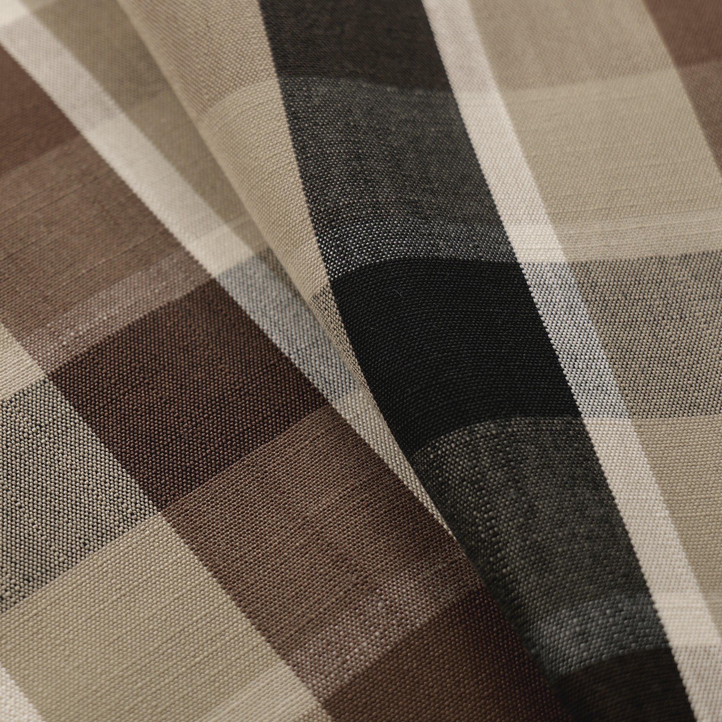 Mid-weight Windowpane Check Fabric Cotton, Mocha Brown, PJ0854