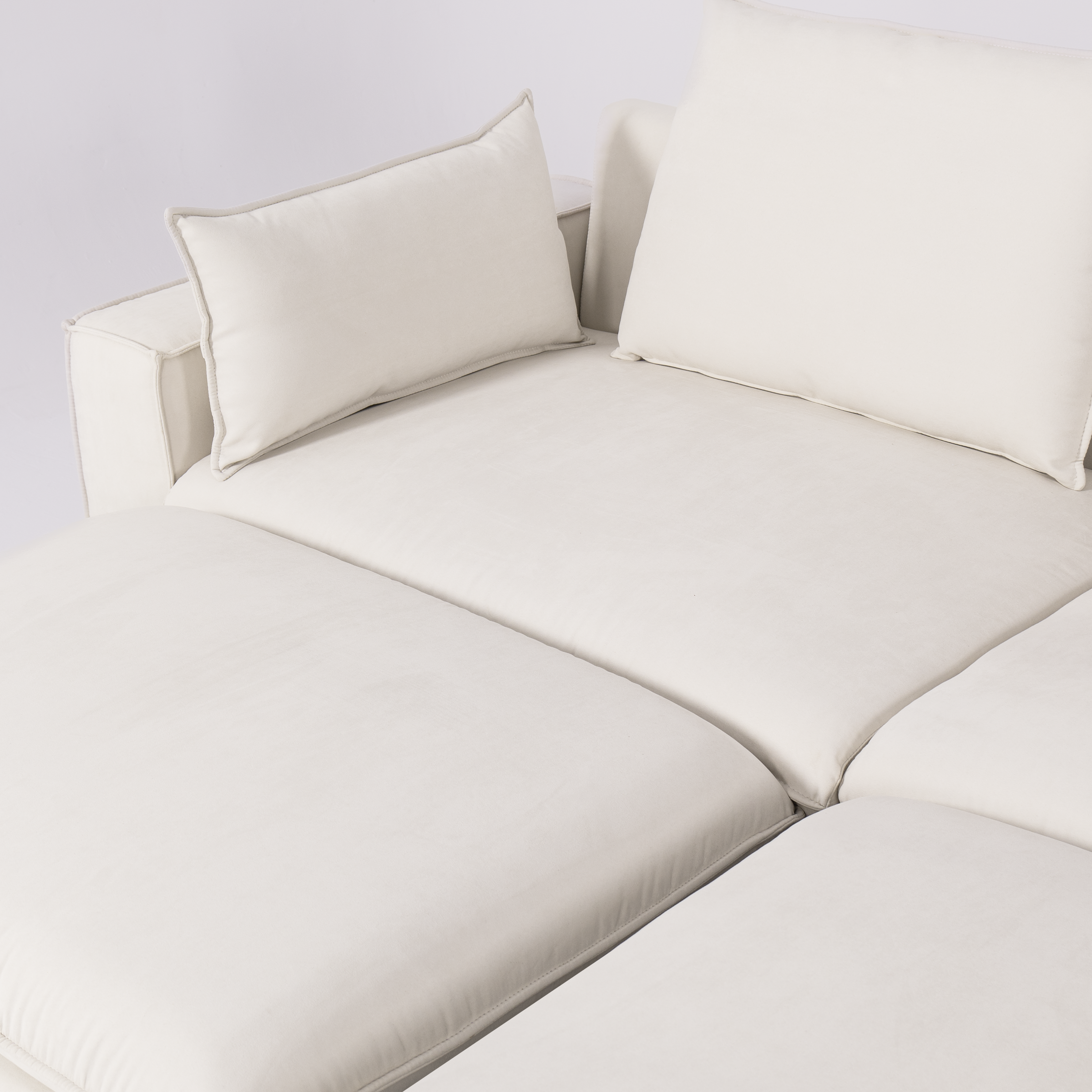 Cottonfy Creamy Tofu Block Pull Out Sofa Bed with Storage Guest Sleeper