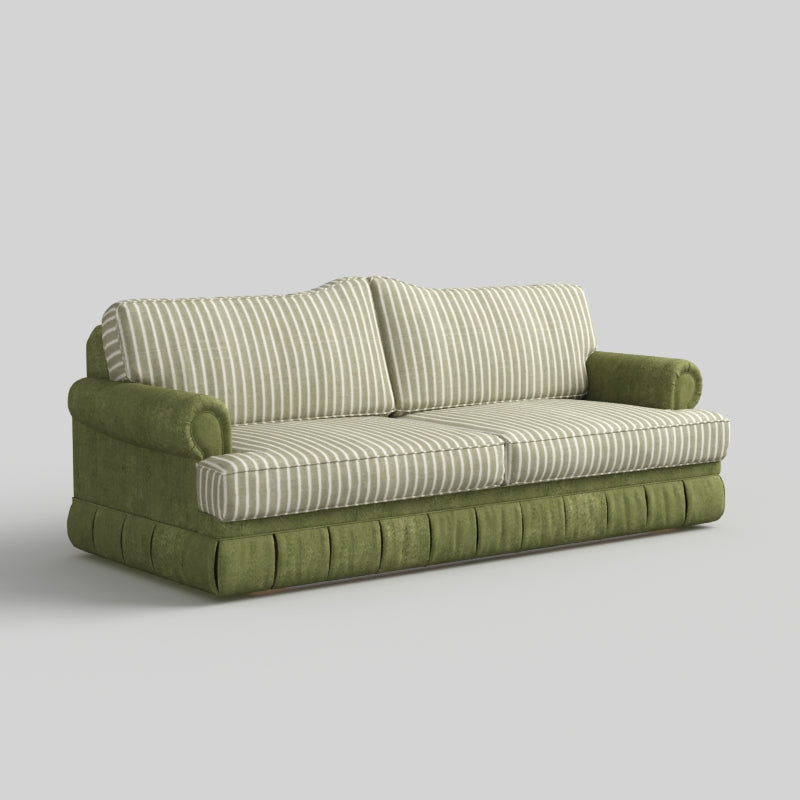 Cottonfy Heritage Plaid Skirted Sofa with Concealed Storage Drawers