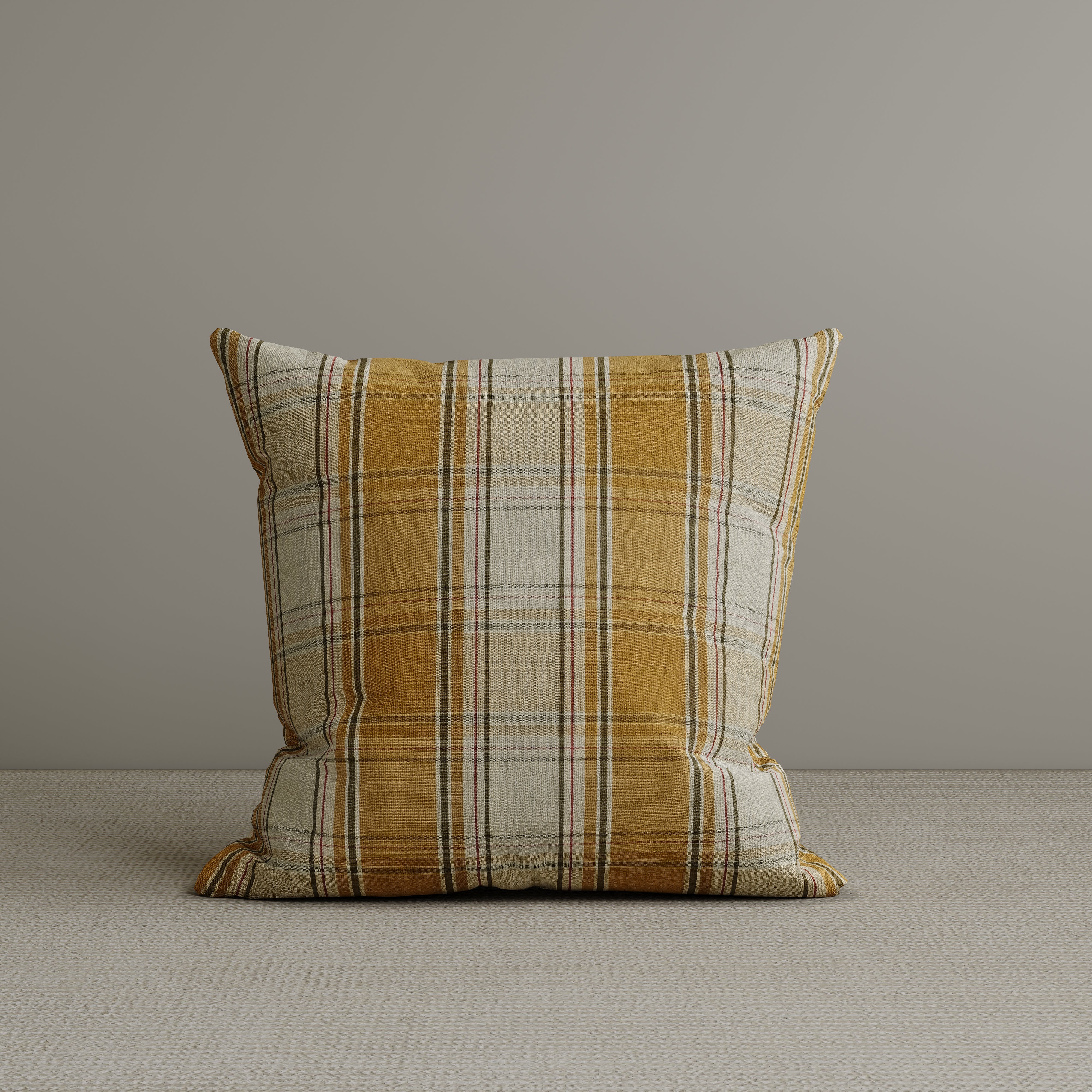 Square Exclusive Design Cushion in Saffron Gold Plaid Cotton Linen, 45*45CM