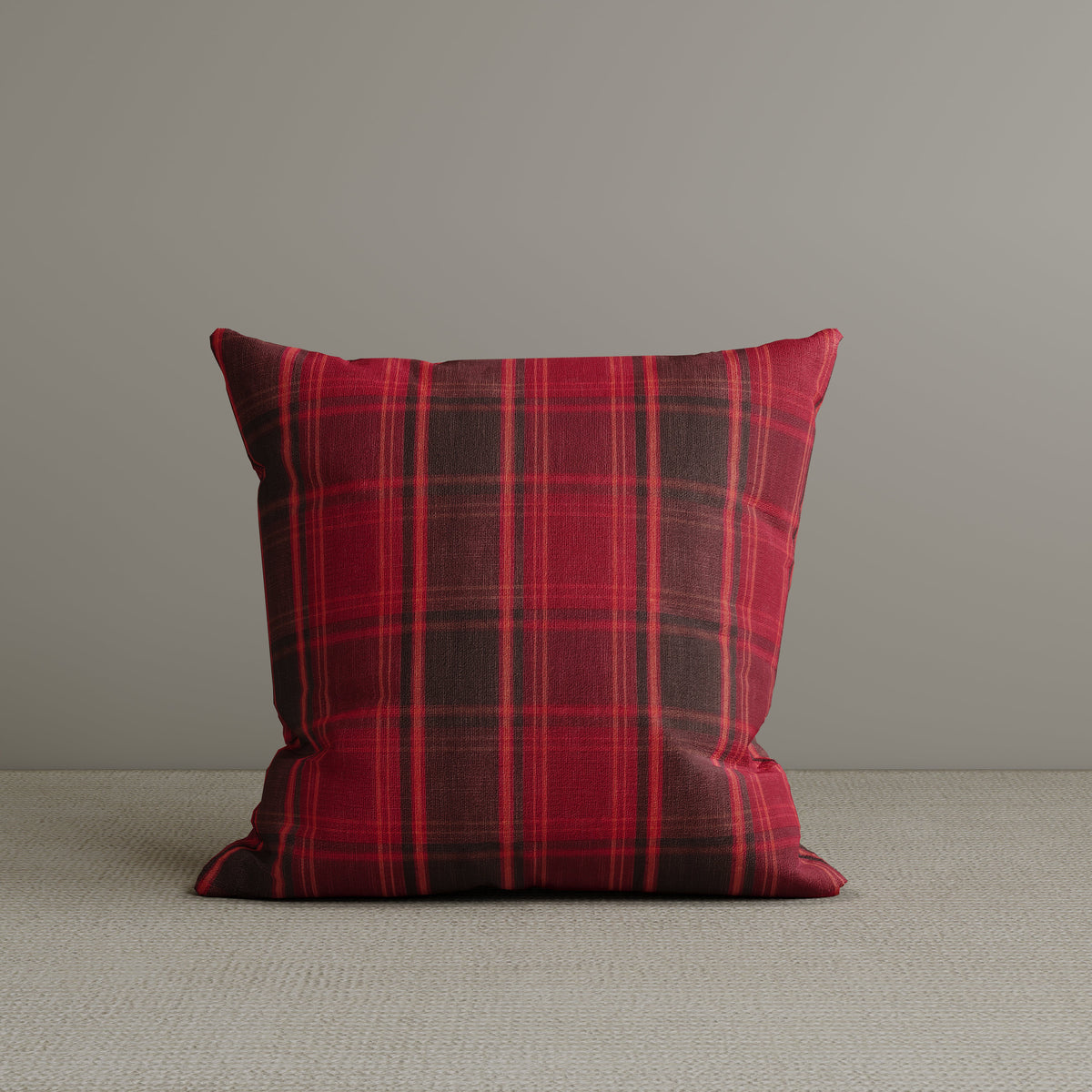 🎁 Square Exclusive Design Cushion in Garnet Red Plaid Cotton Linen, 45*45CM (100% off)