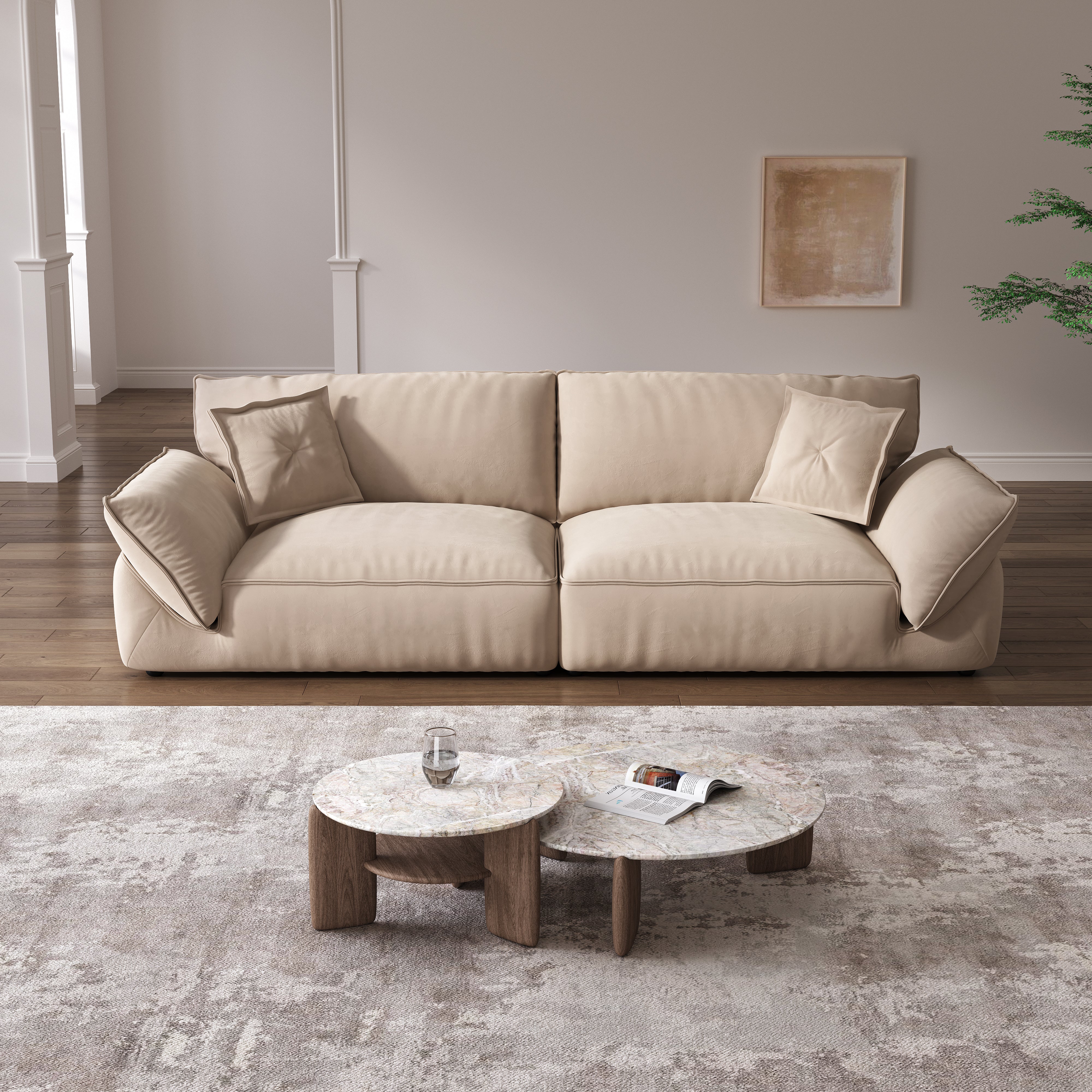 Cat-Scratch Resistant Fabric Elephant Ears Style Corner Sofa