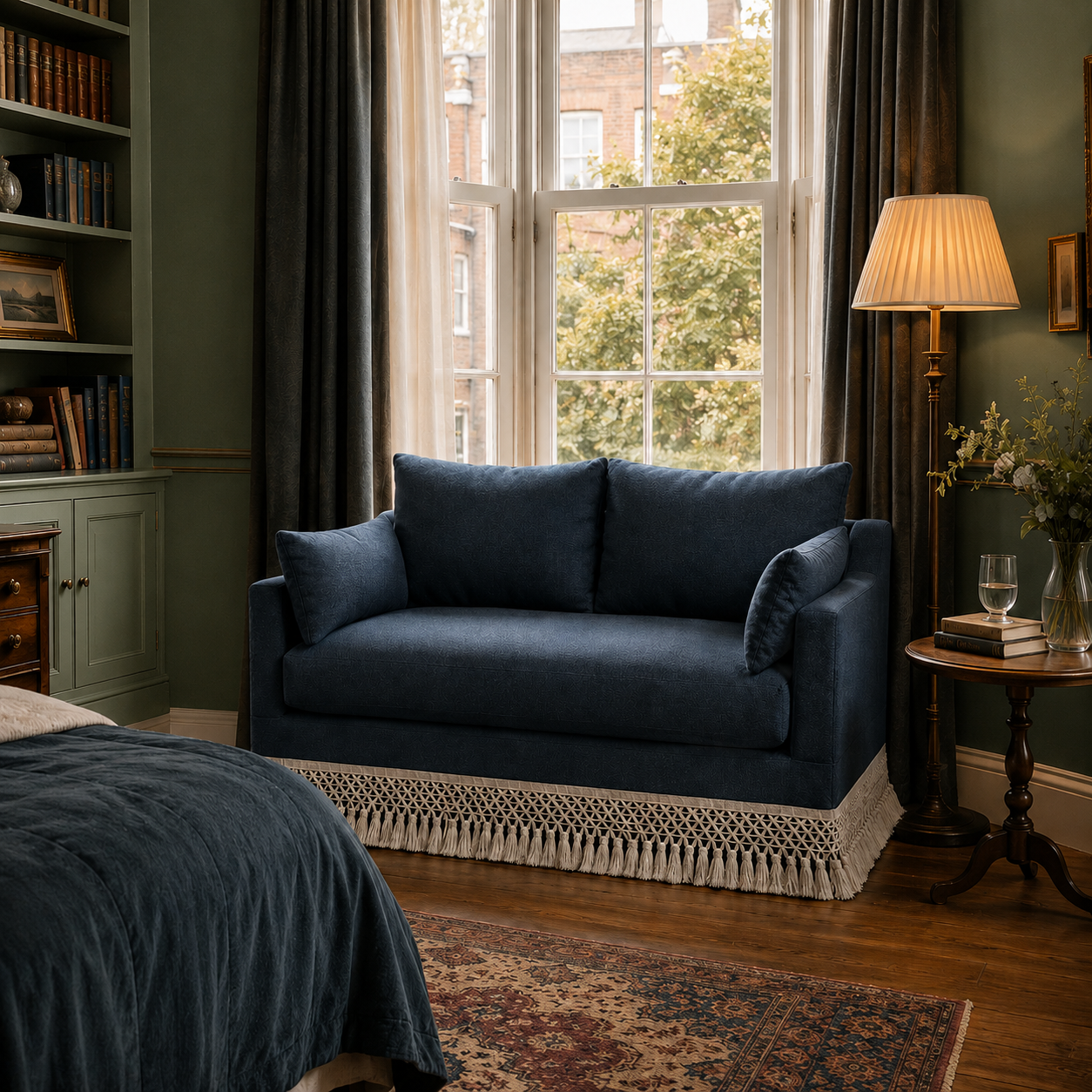 Cottonfy Cotton-Linen Washable Fringe 2 Seater Sofa