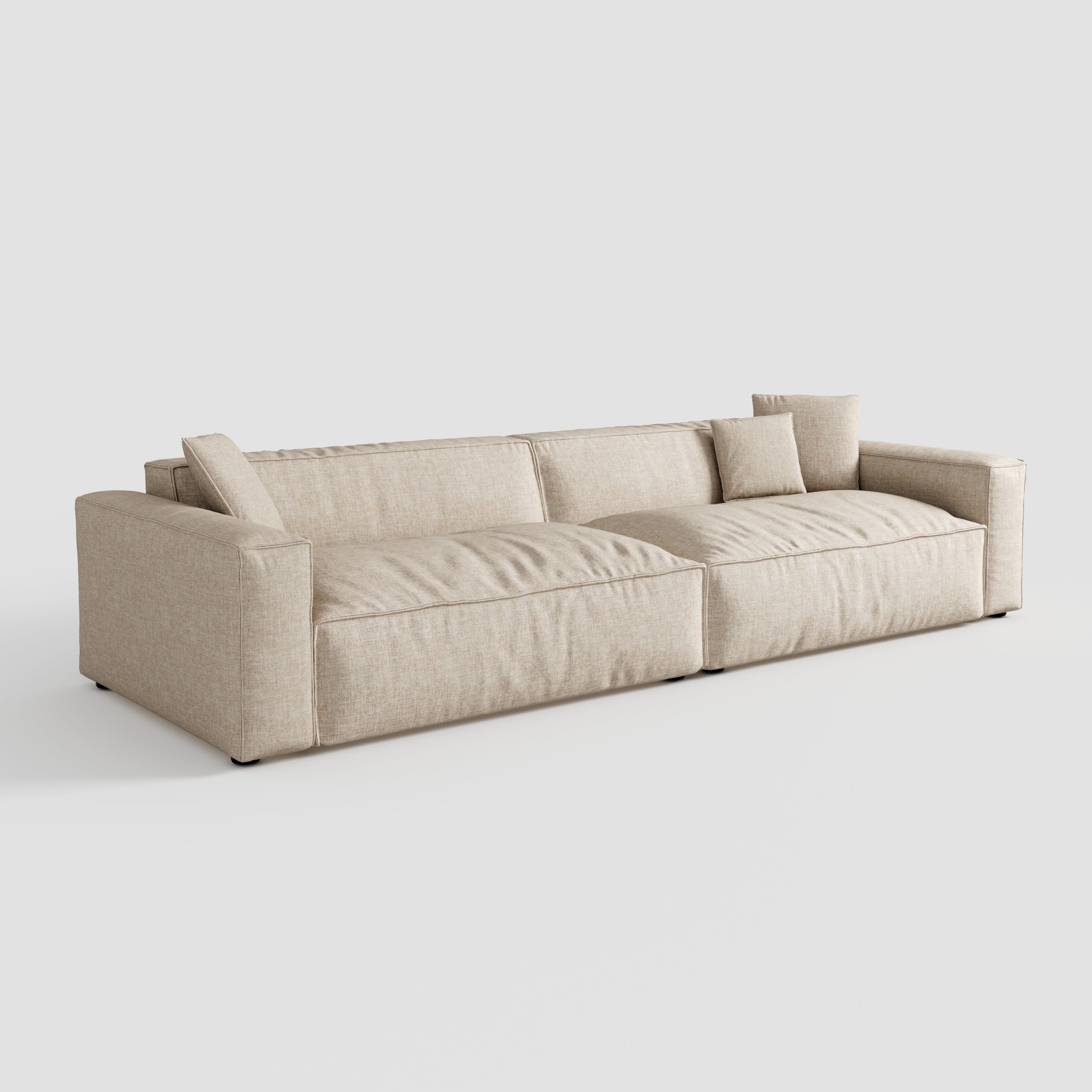 Elegant Tofu Block Linen Modular Cloud Sofa Down Filled Sectional