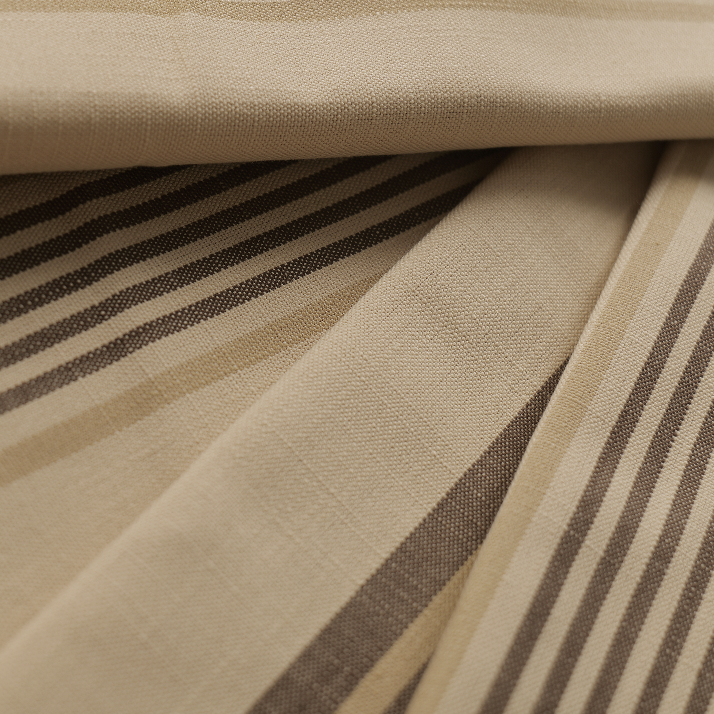Mid-weight Bar Stripe Fabric Cotton, Taupe, PJ0856