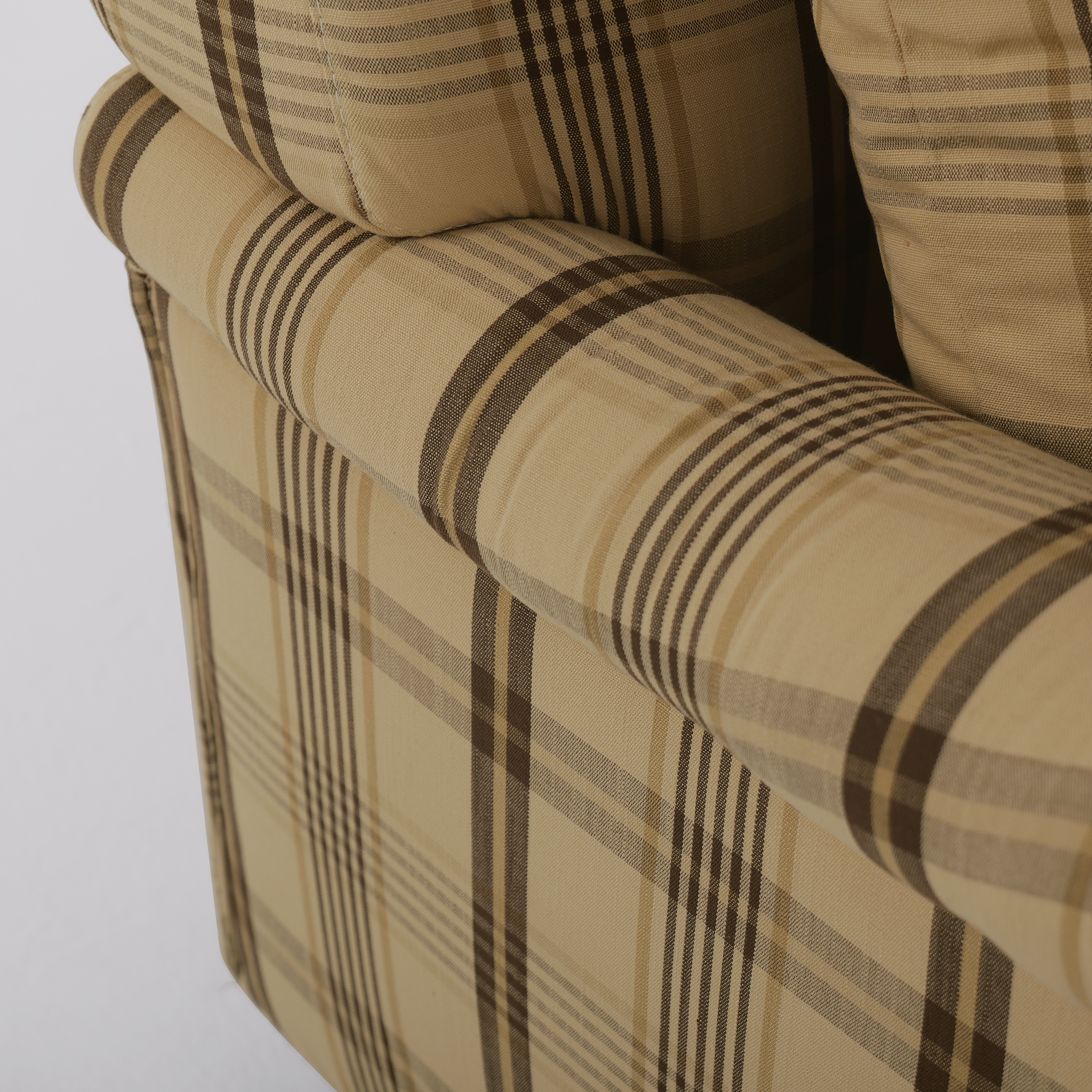 Cottonfy Vintage Check Country Sofa with Tufted Ottoman