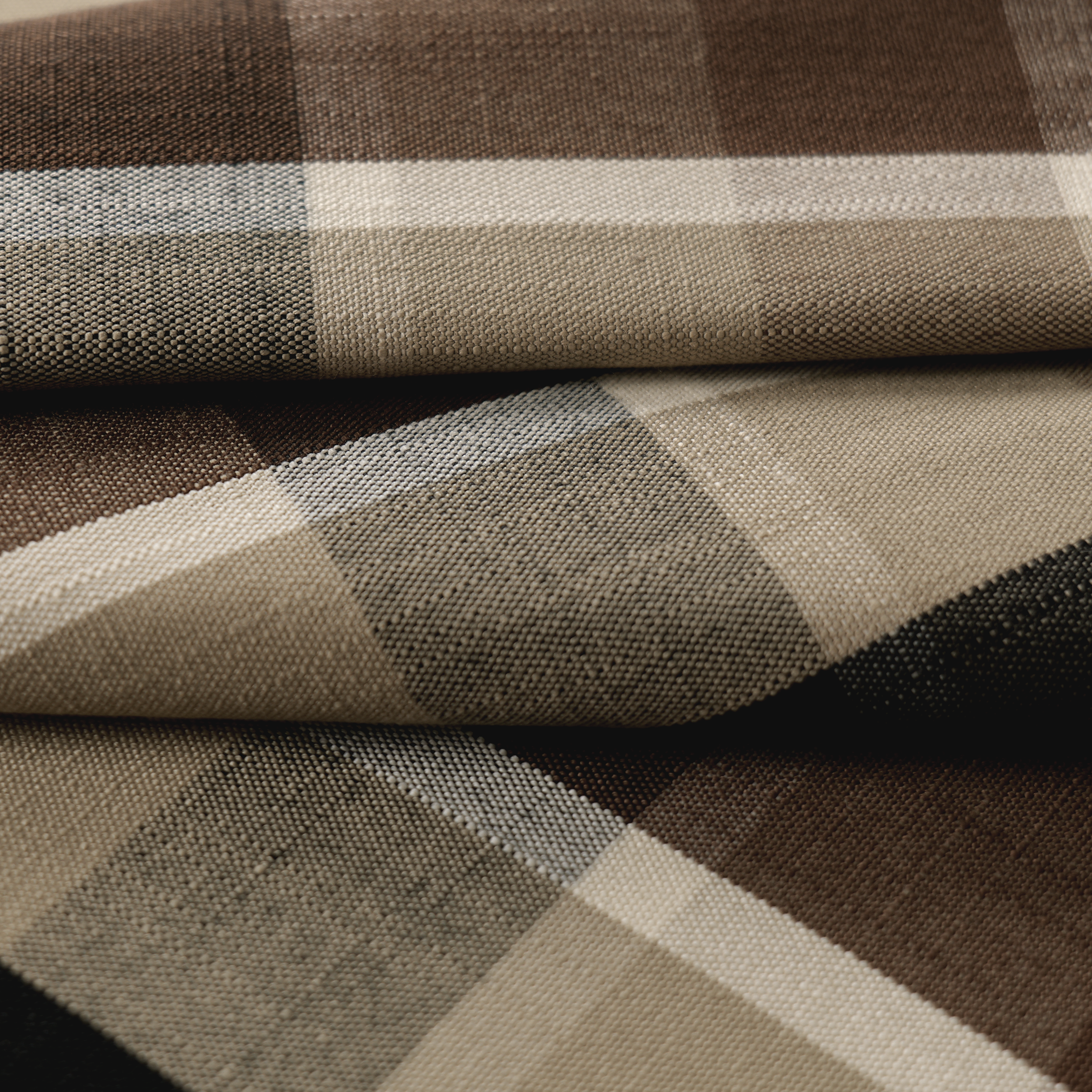 Mid-weight Windowpane Check Fabric Cotton, Mocha Brown, PJ0854