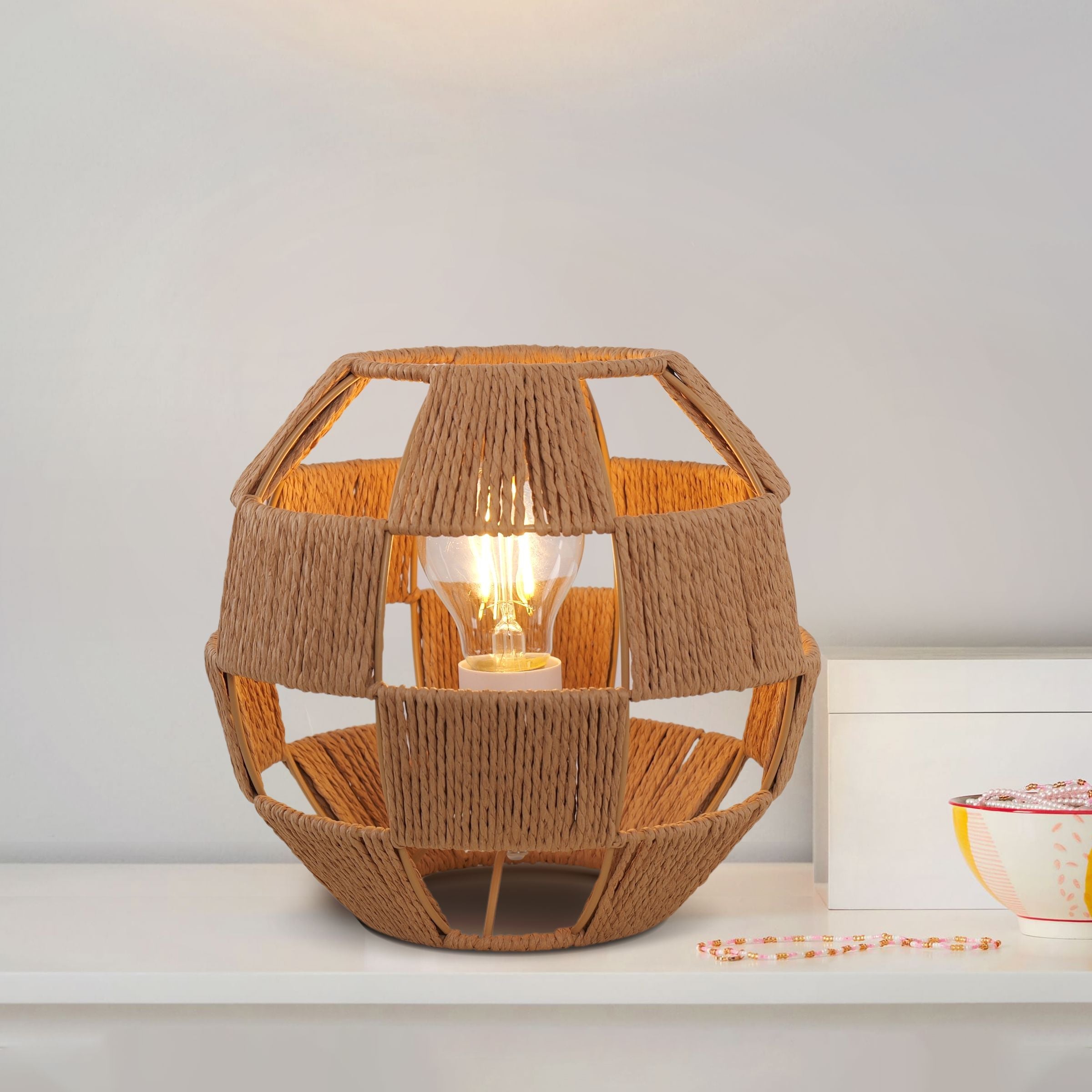 Lightsin Unique Handwoven Globe-Shaped Table Lamp Lightsin UK