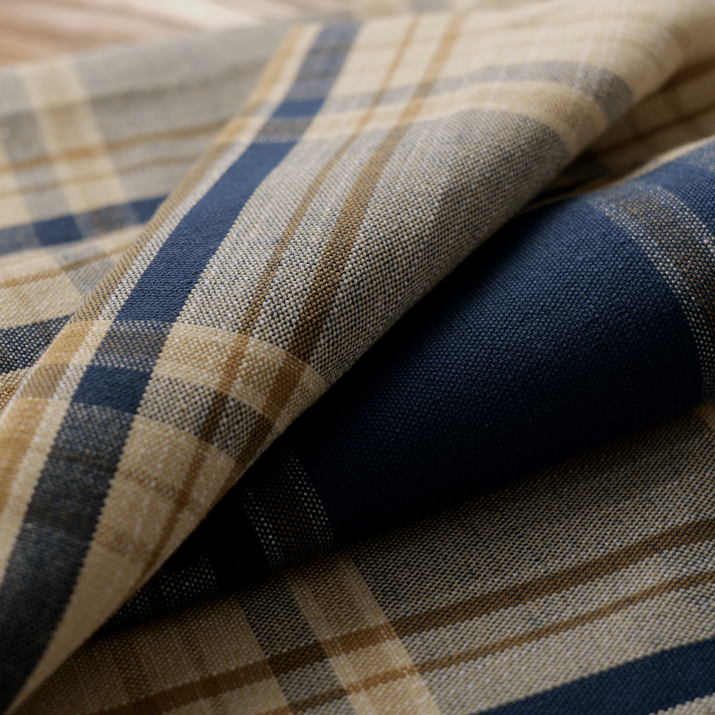Mid-weight Check Fabric Cotton, Midnight Blue, AR460035