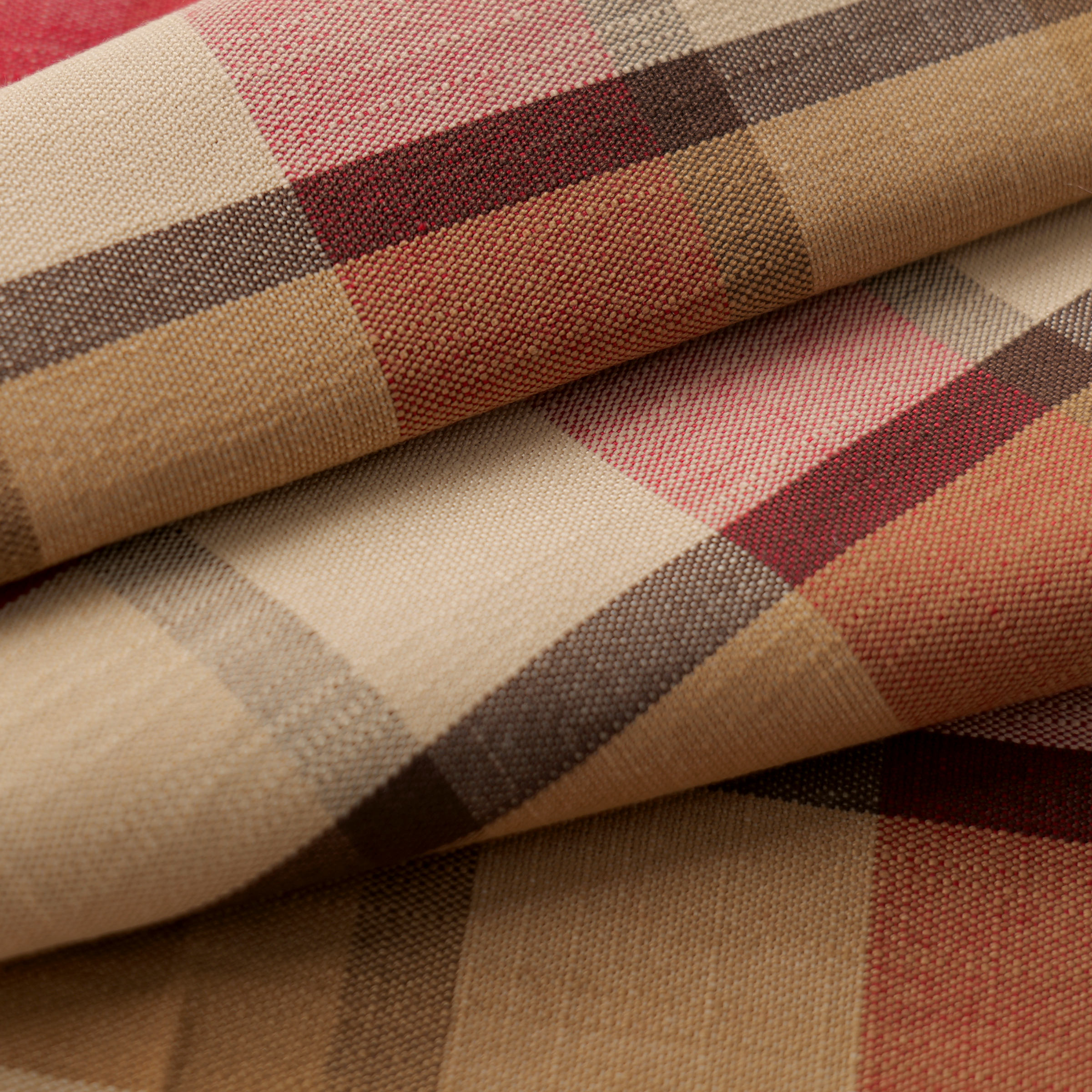 Mid-weight Windowpane Check Fabric Cotton, Deep Claret Red, PJ0848
