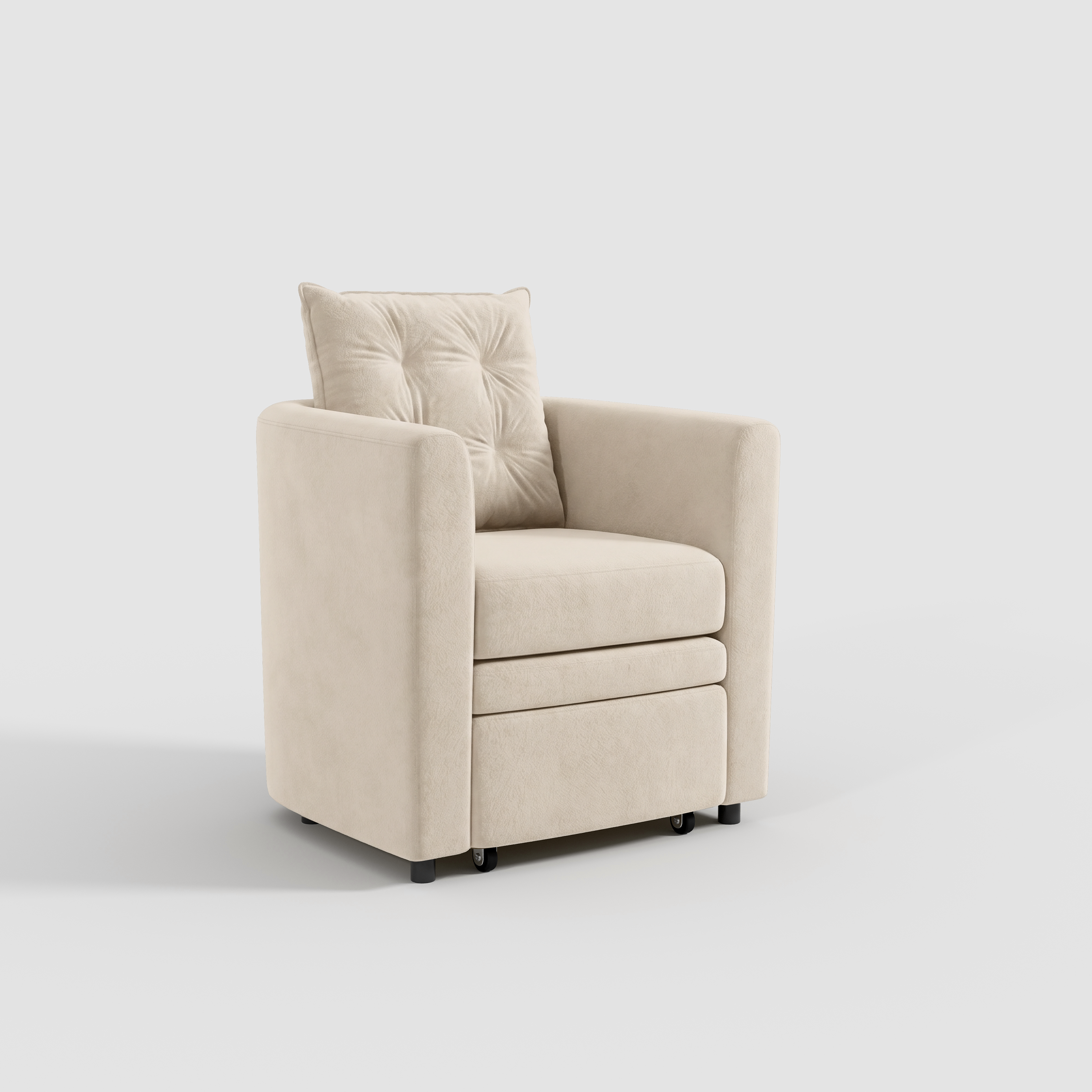 Green Velvet Armchair with Hidden Storage Footstool