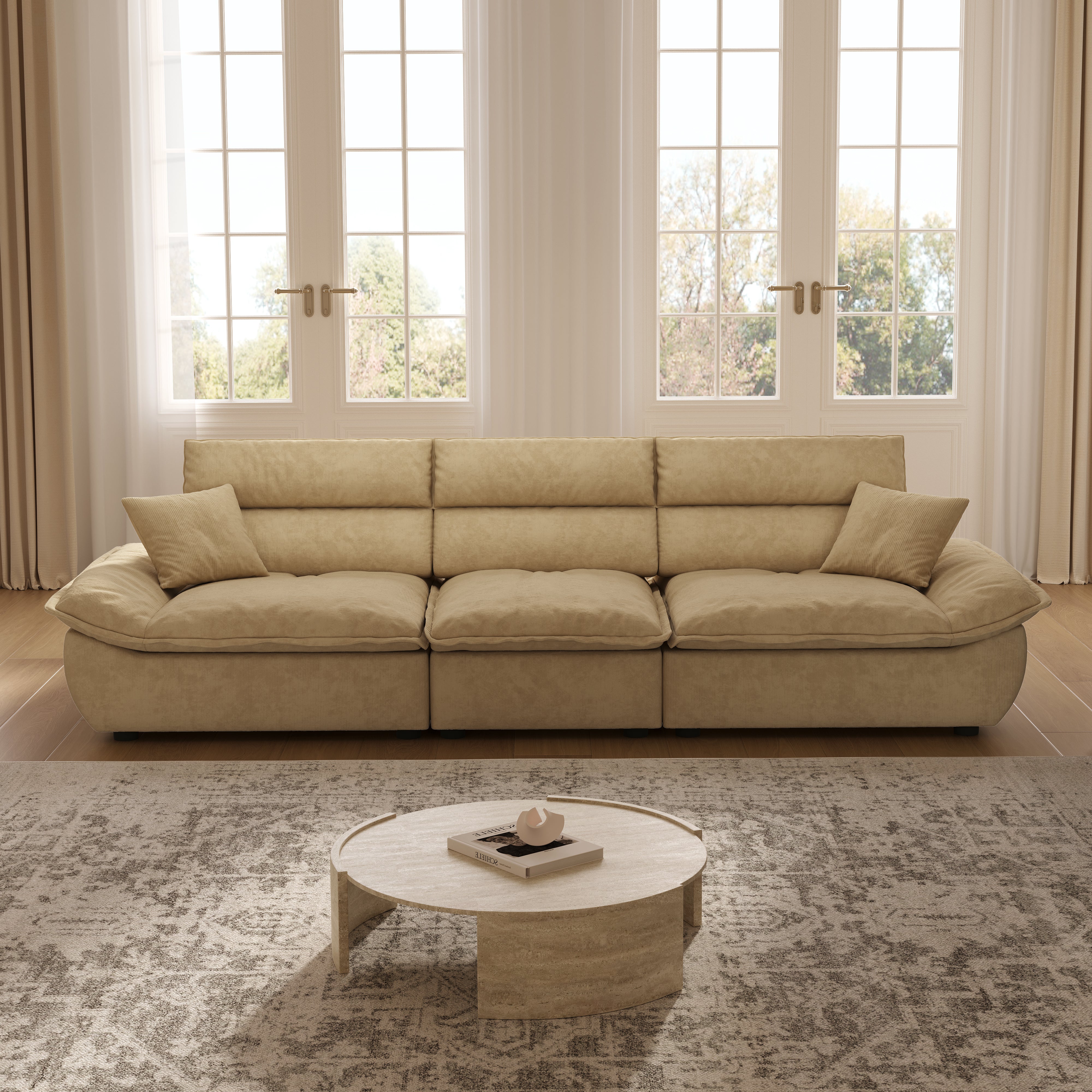 Cottonfy Adjustable Backrest Sailboat Corduroy Sofa Green