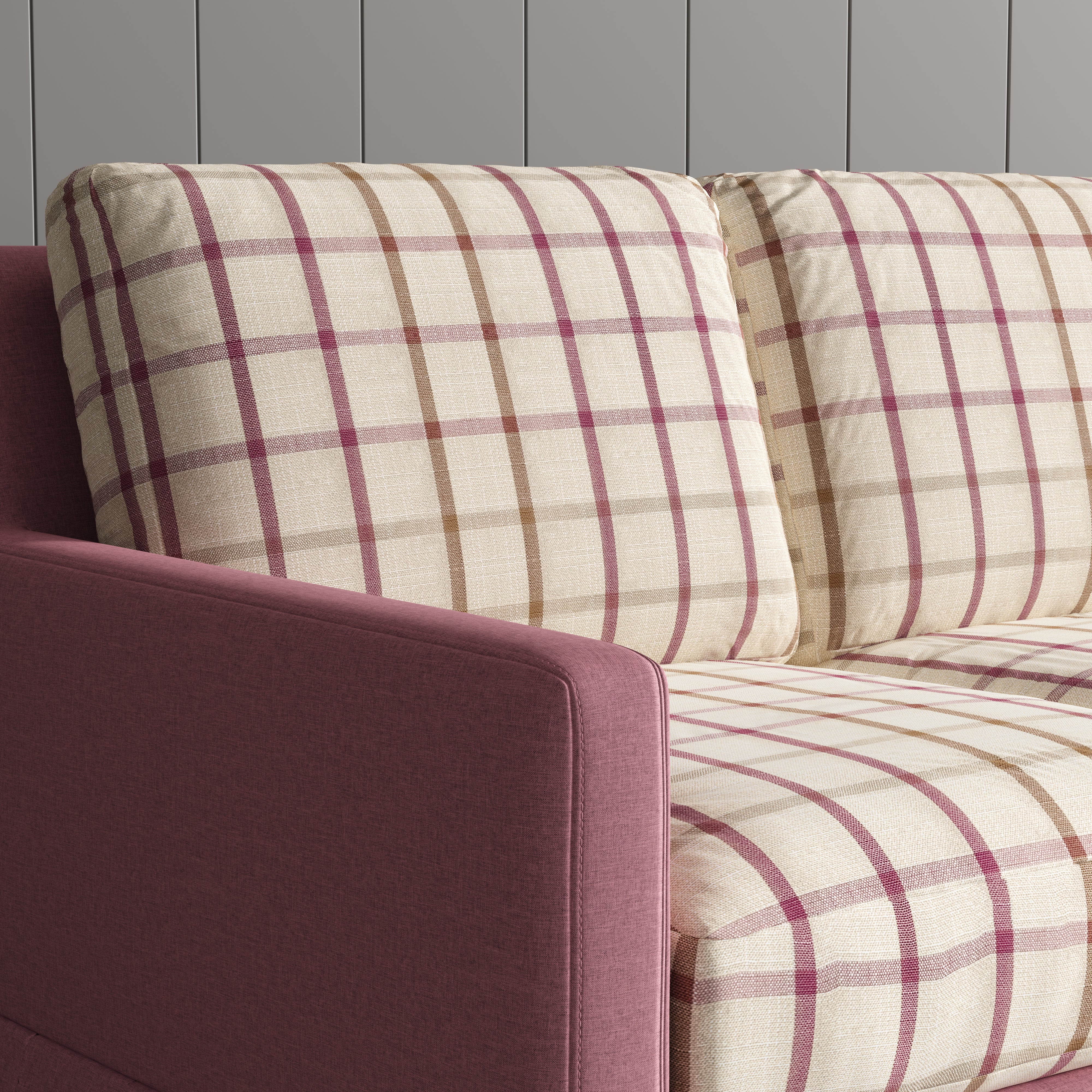 Cottonfy Country Check Sofa with Removable Skirted Covers